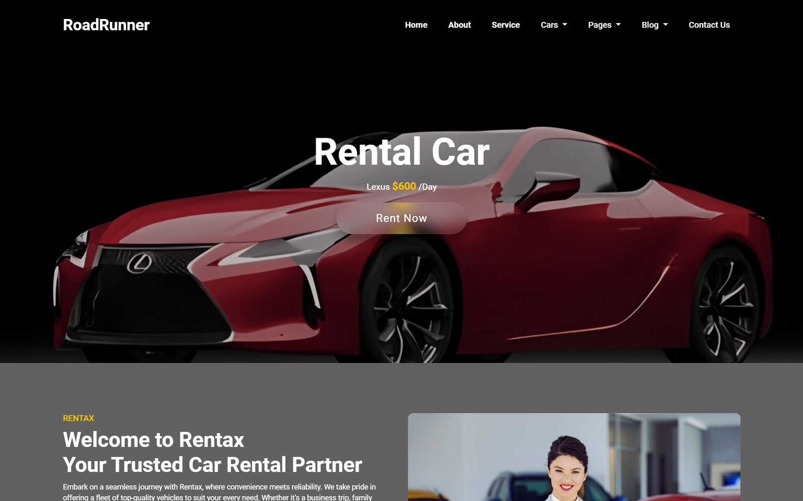 RoadRunner | Car Rental HTML Template
