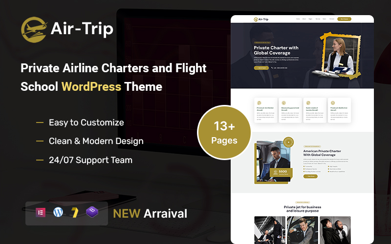 Airtrip - Private Airline Charters and Flight School WordPress Theme