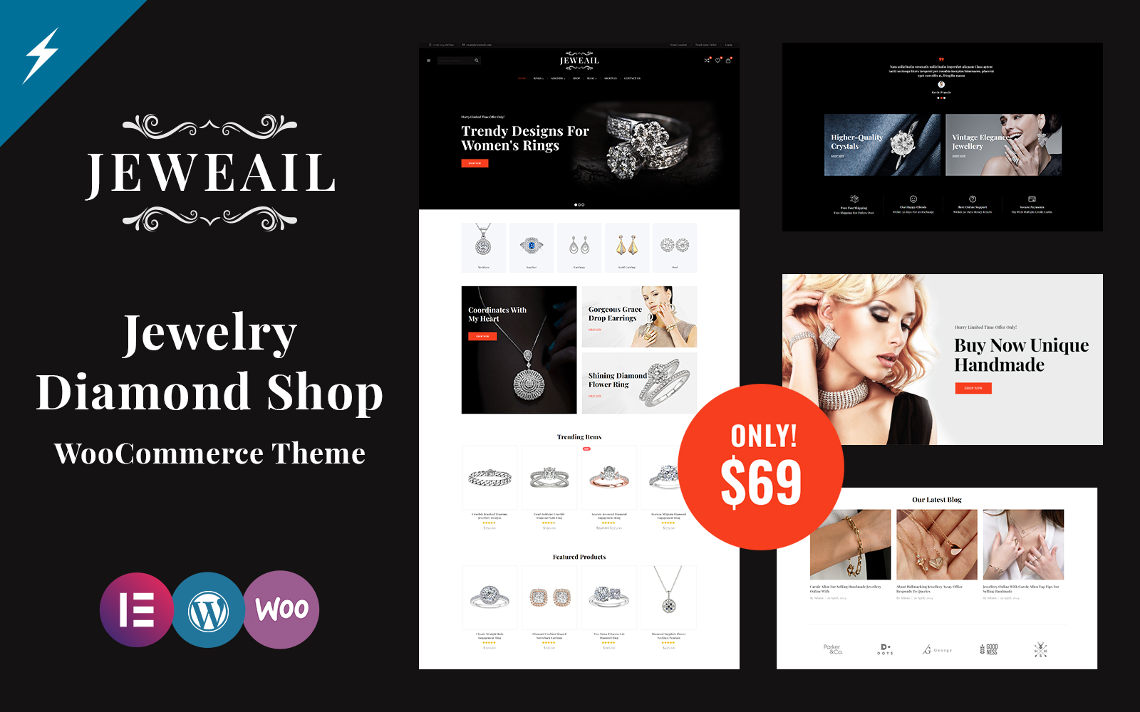 Jeweail  - Diamond Jewelry & Watch Shop WooCommerce Theme