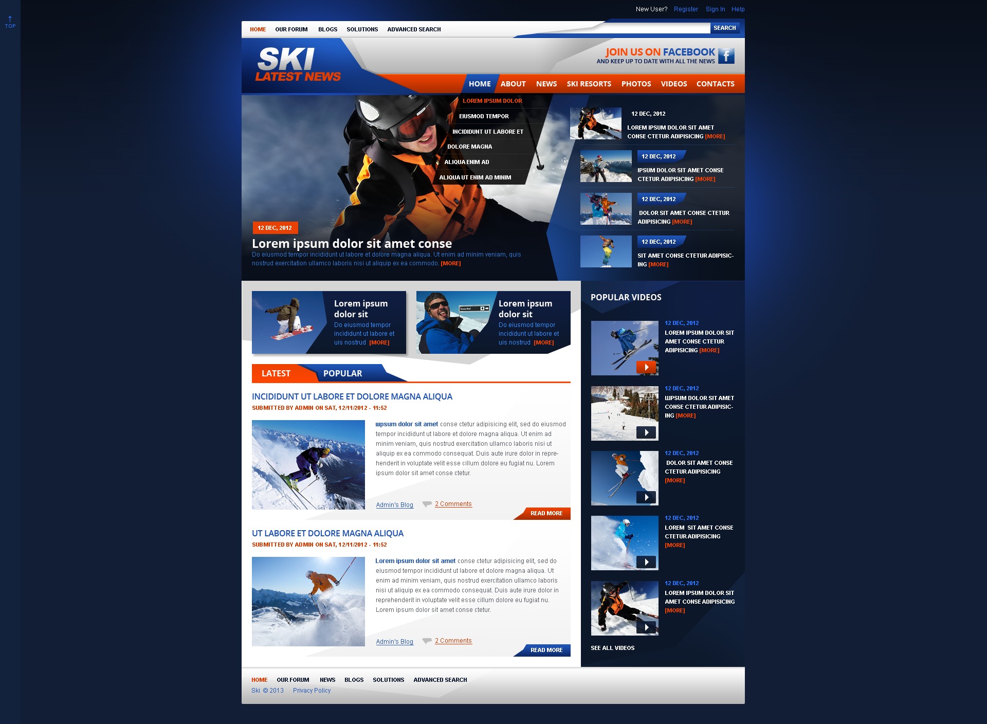 Sport Skiing Drupal Template