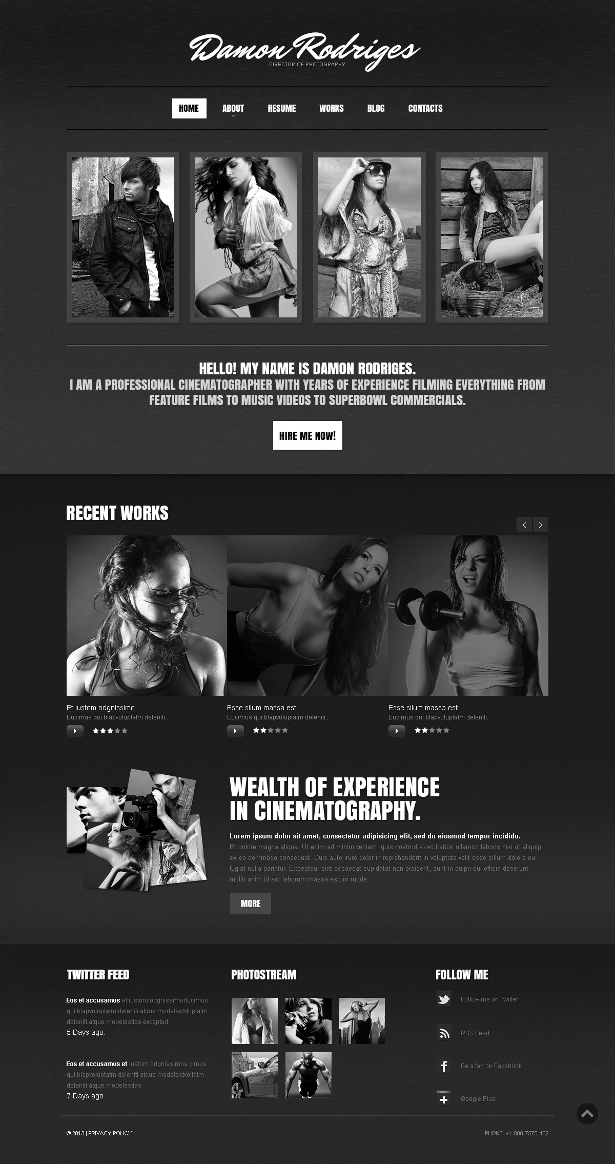 Noir Photographer Portfolio Drupal Template