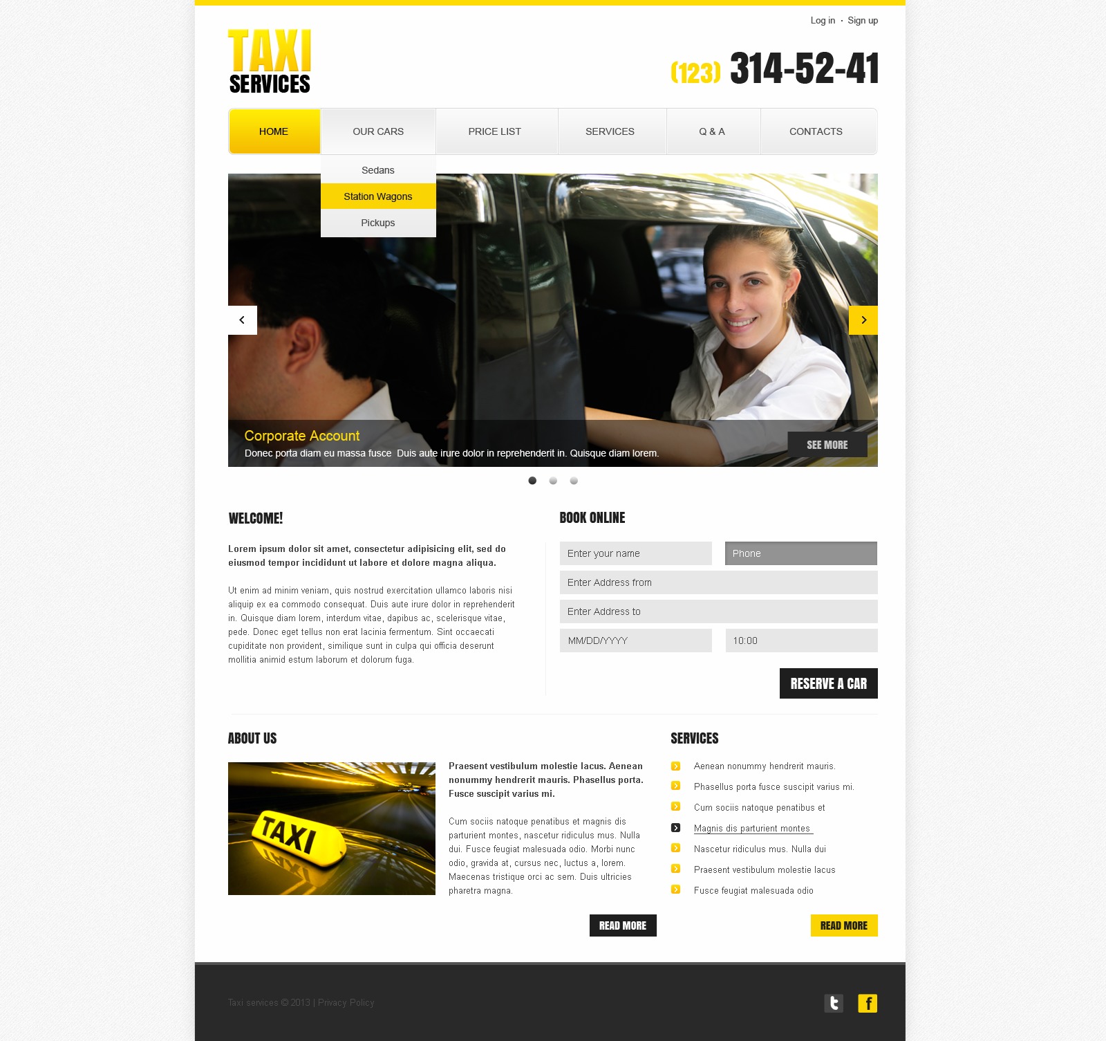 Taxi Responsive Website Template