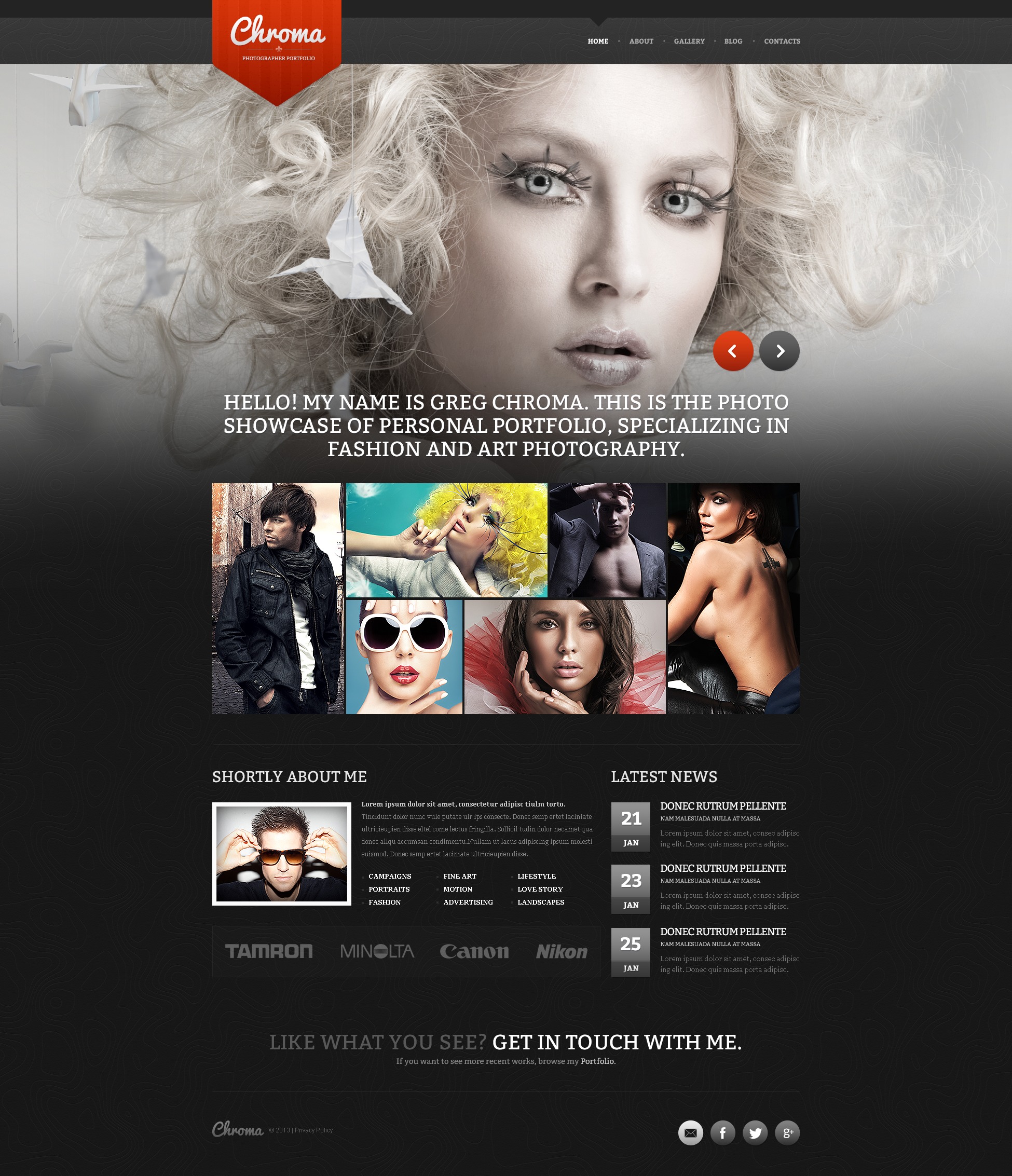 Photographer Page Drupal Template