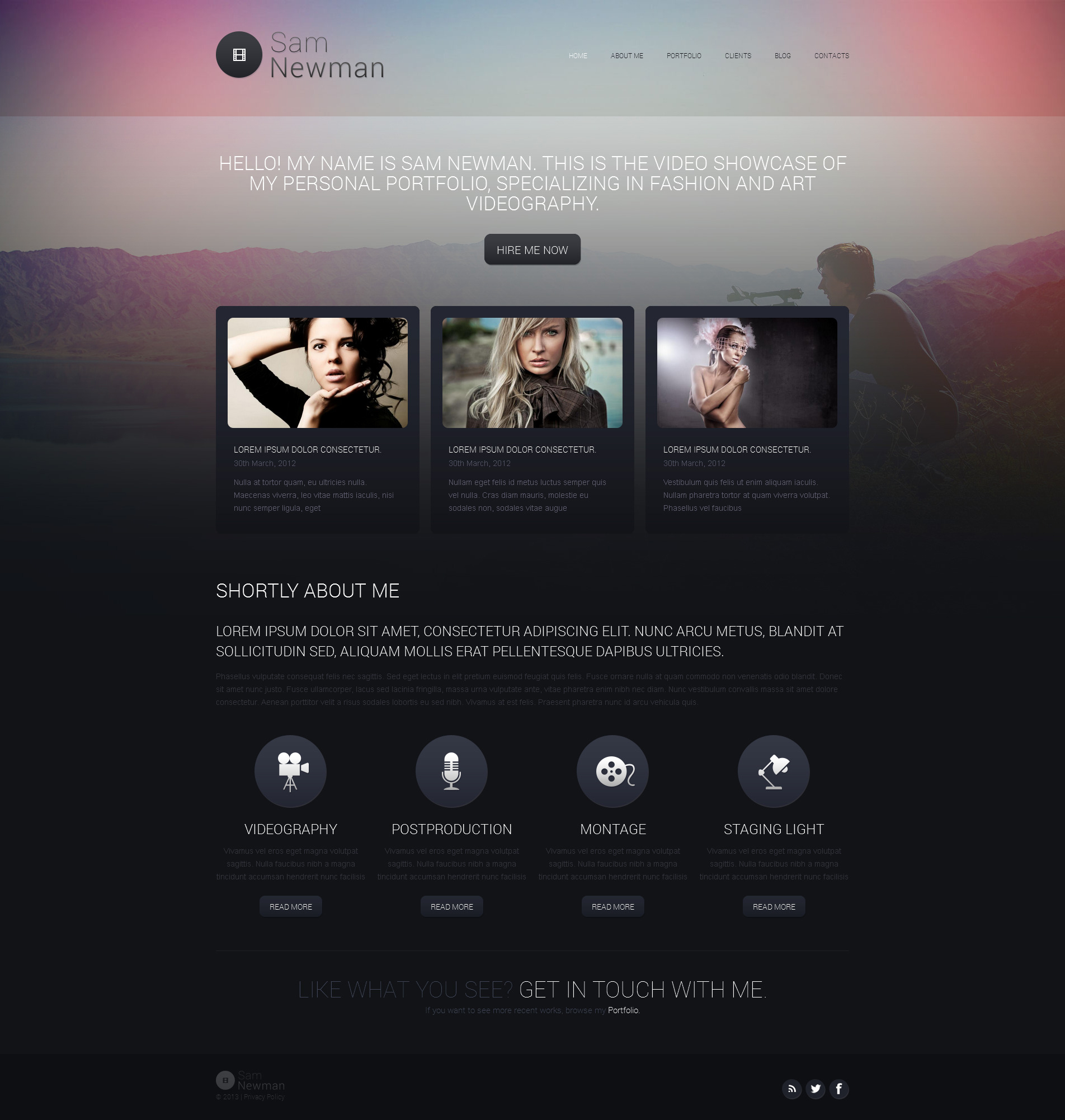 Videographer Portfolio Drupal Template for $83