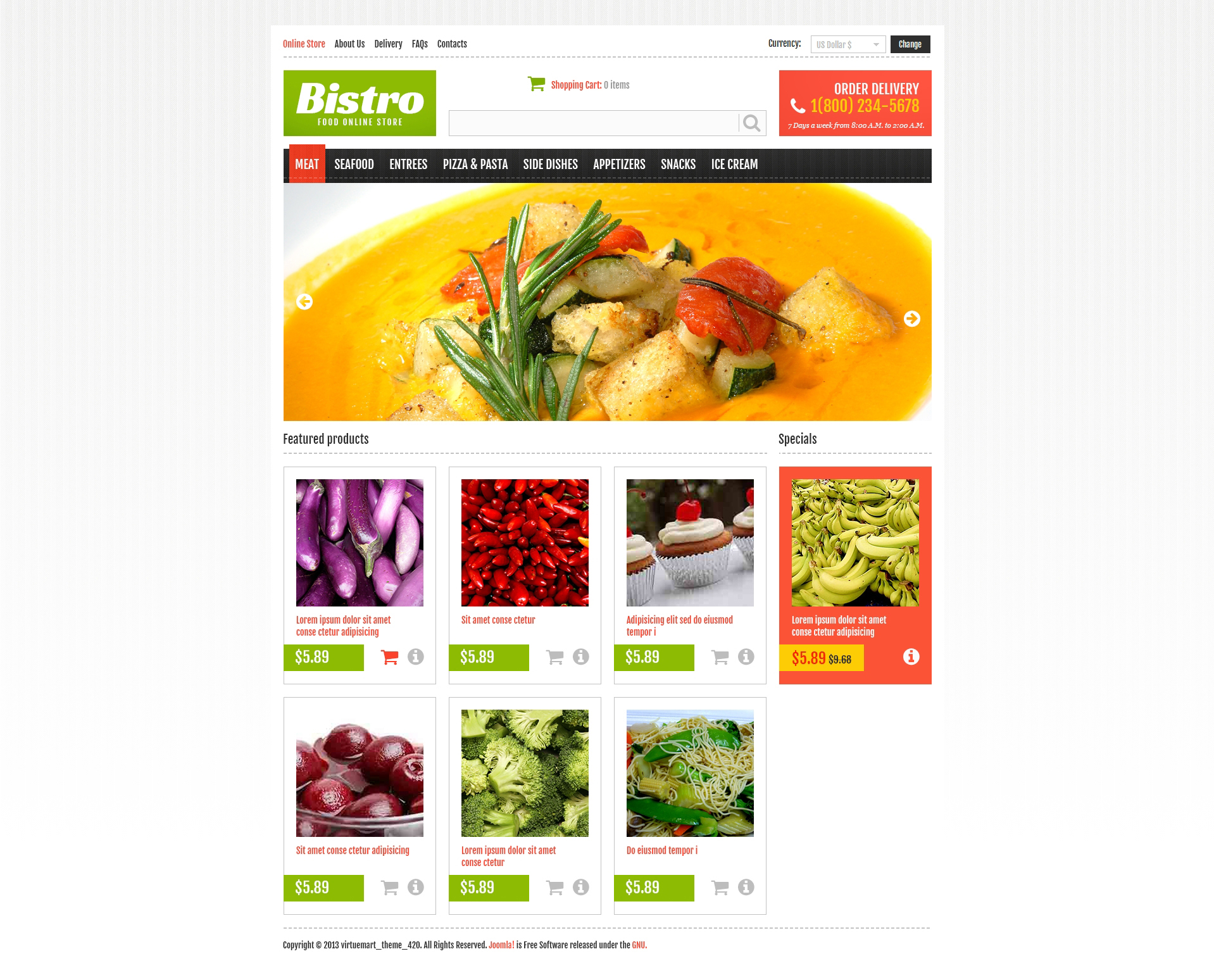 Online Food Store VirtueMart Template