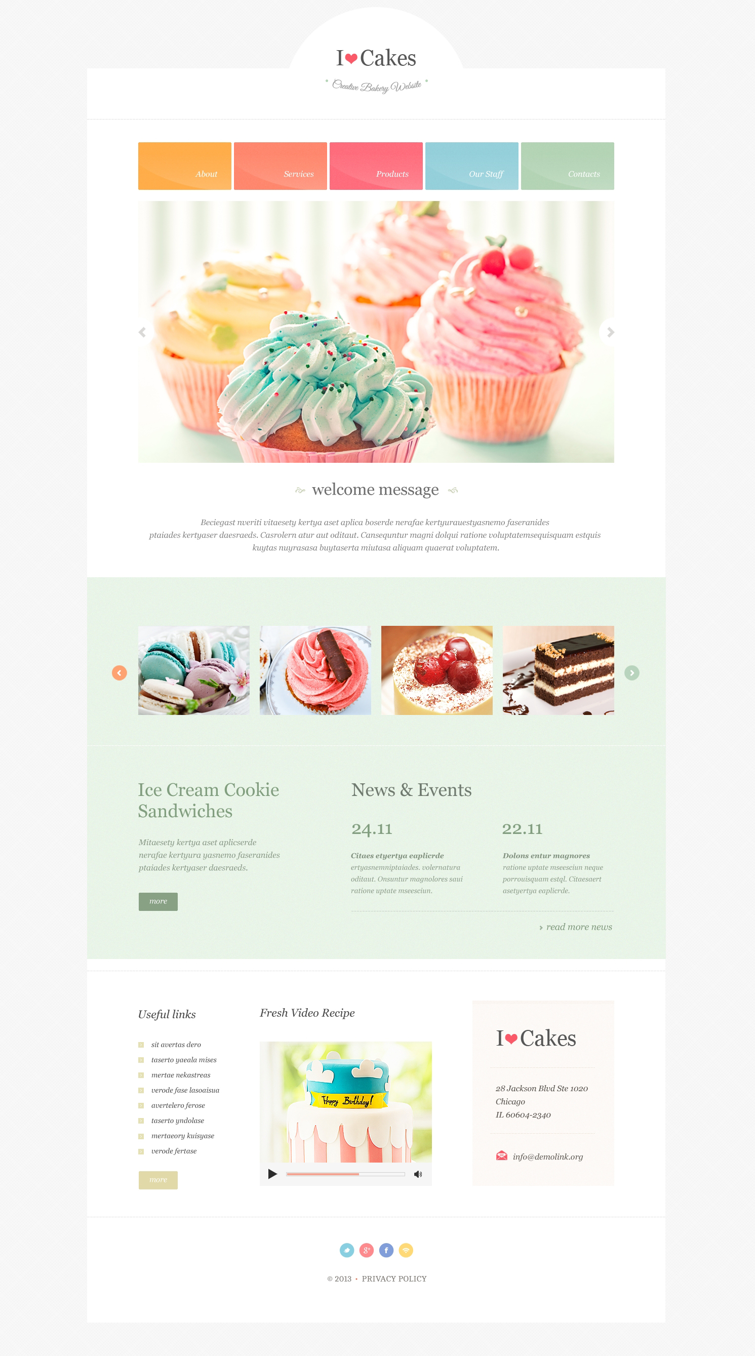 Cupcake - Free Cake Shop Website Design PSD Template
