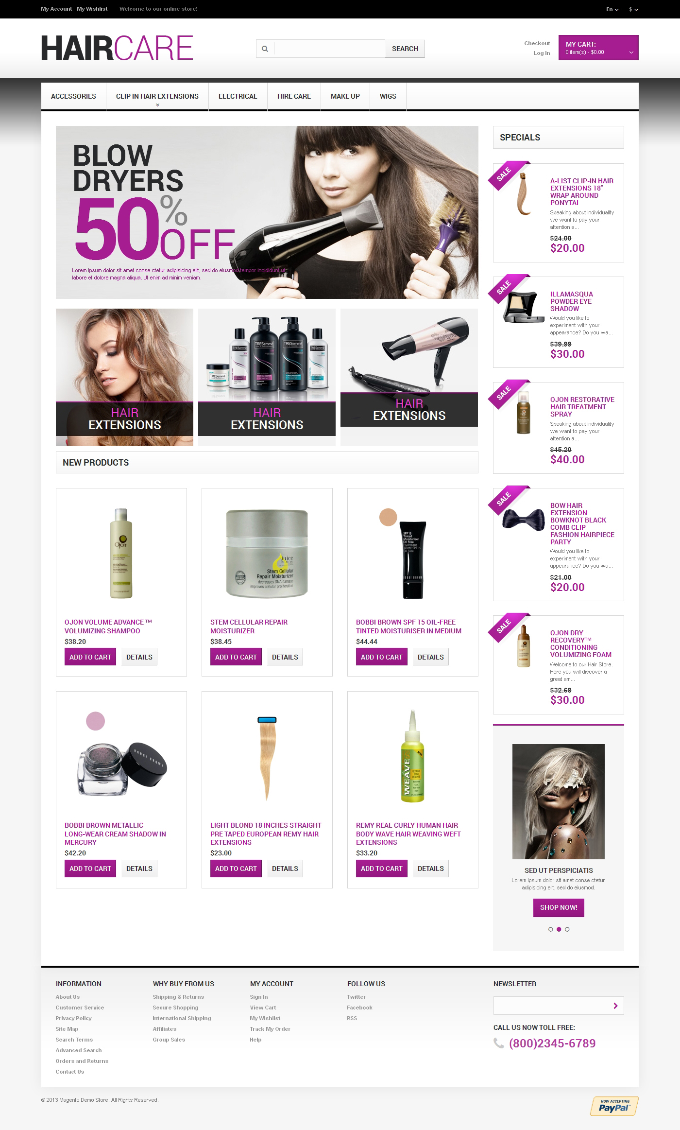 Hairdresser's Stuff Magento Theme