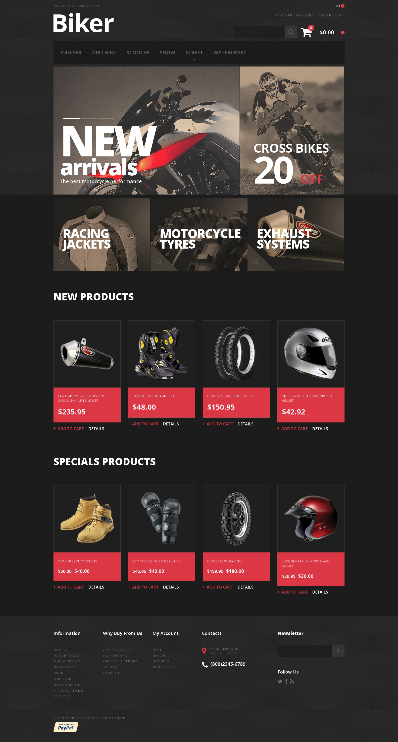 Biker's Store Magento Theme