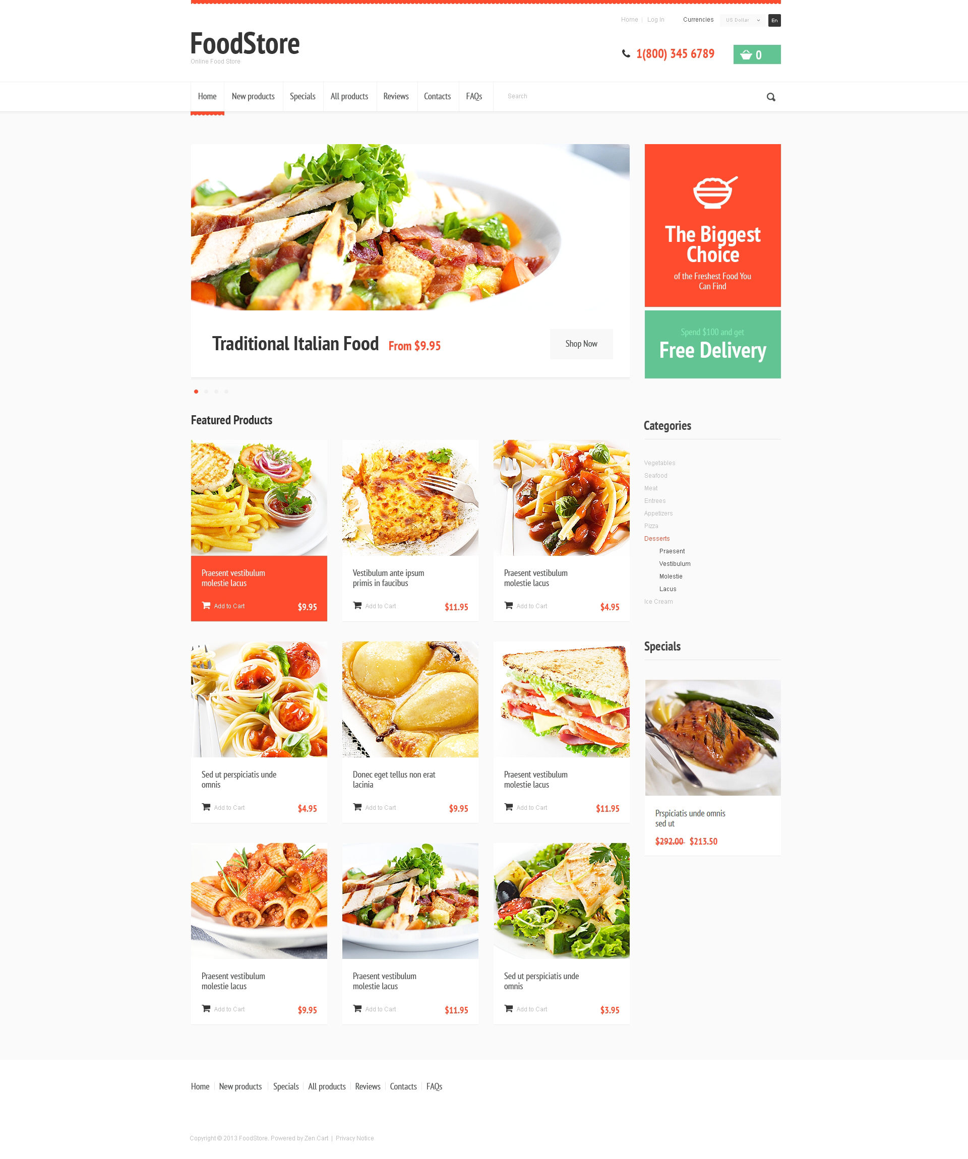 Tasty Food Zencart Template For 139 Id 476