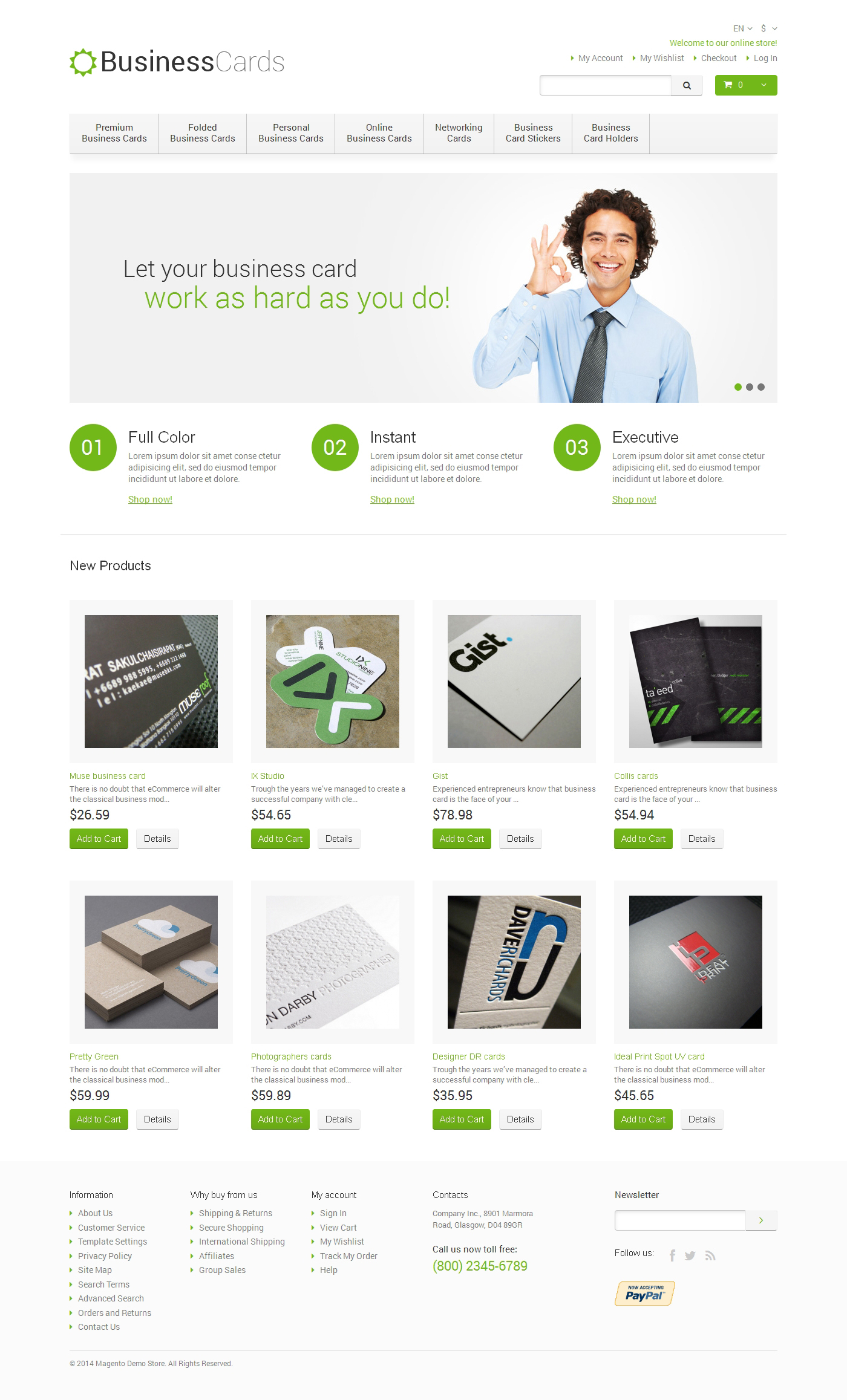 Business Cards Store Magento Theme