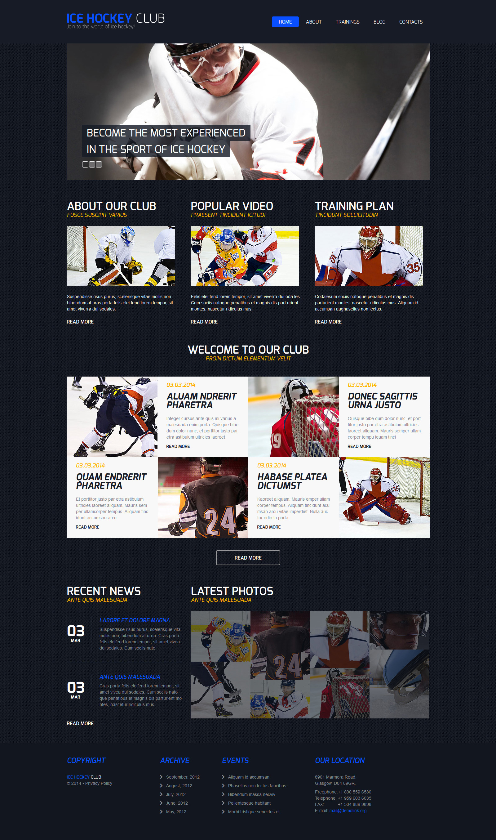 Hockey Responsive Joomla Template