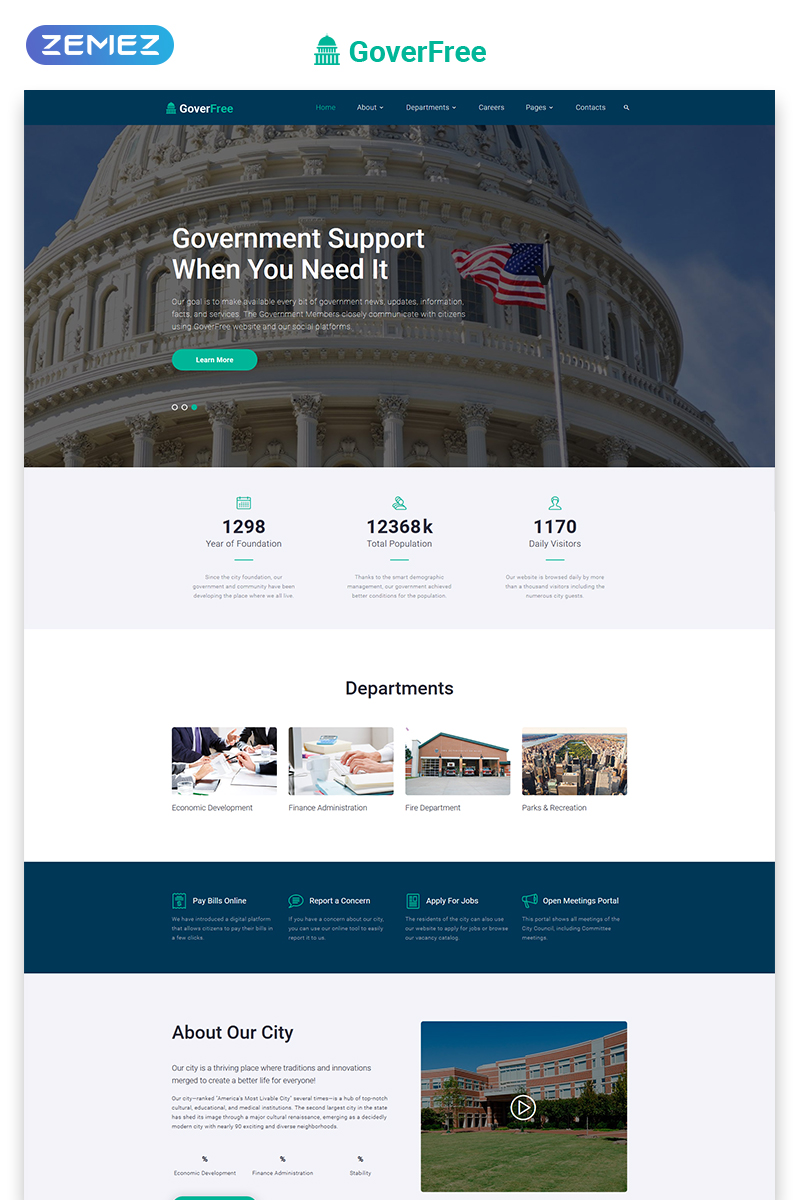GoverFree - Government Multipage Clean HTML Website Template