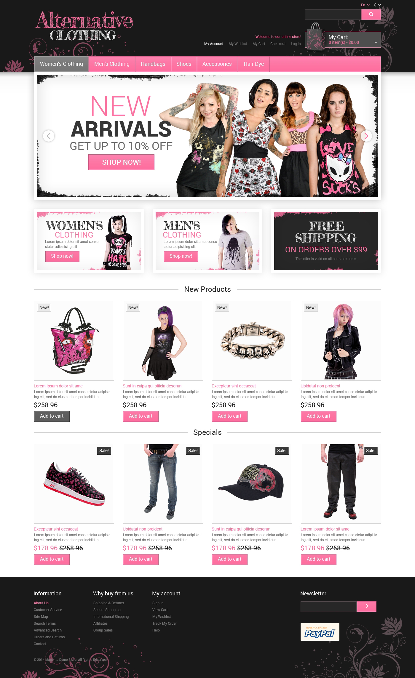 Alternative Clothing Store Magento Theme