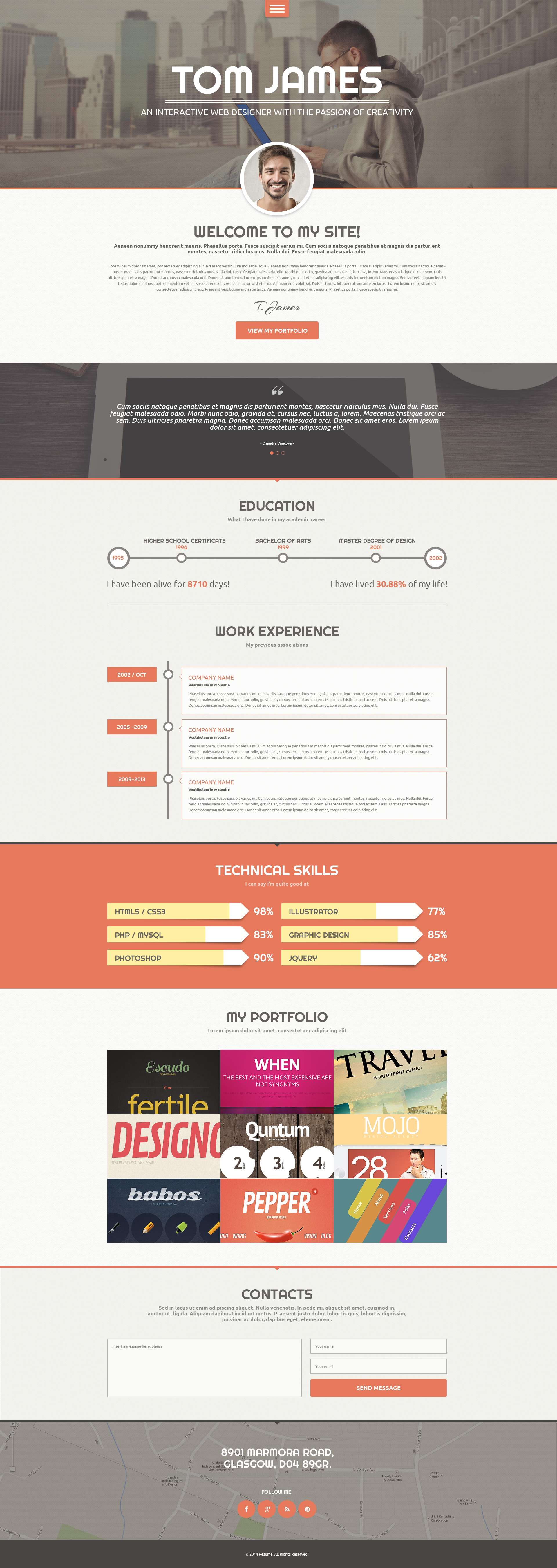 Web Designer CV WordPress Theme