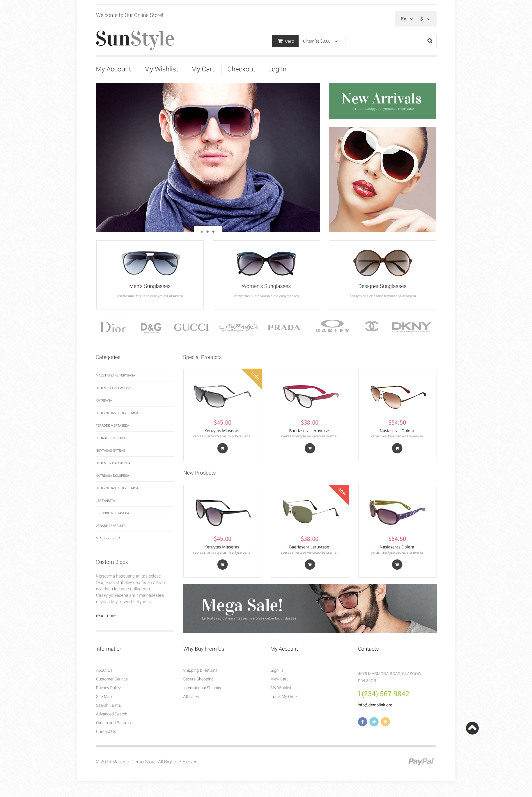 Sunglasses Shop Magento Theme