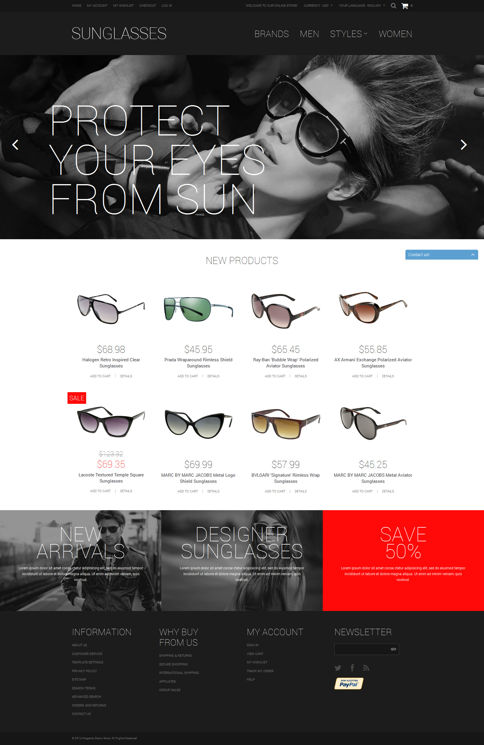 Sunglasses Shop Magento Theme