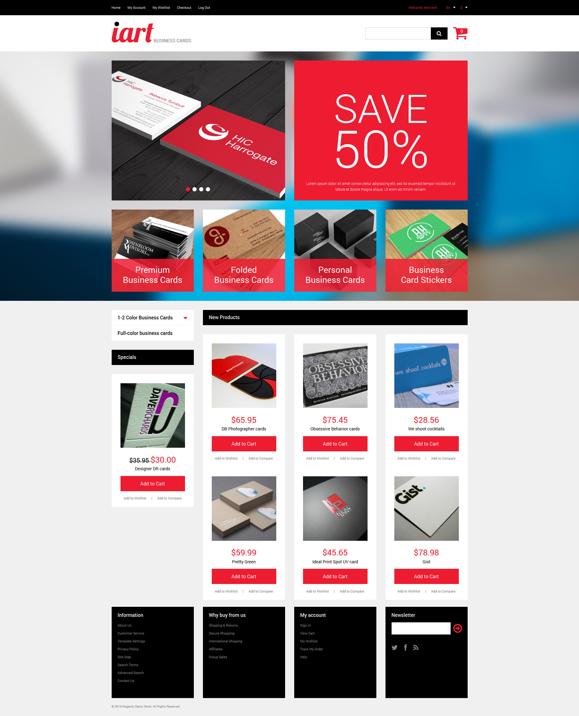 Business Cards Store Magento Theme