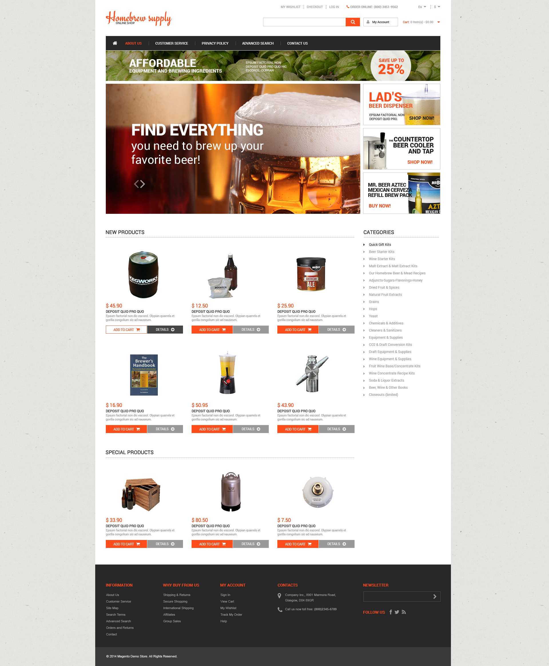 Homebrew Supply Shop Magento Theme