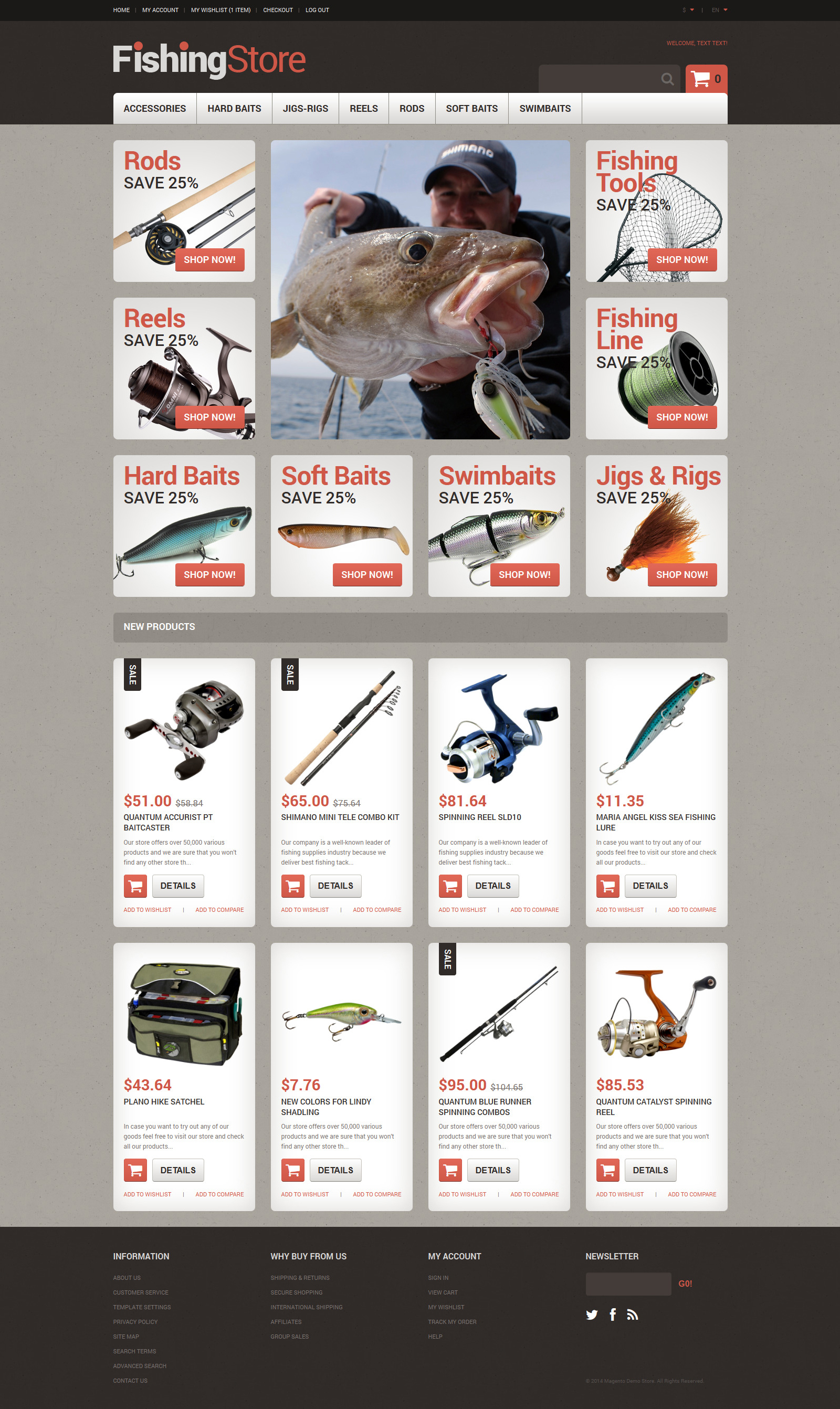 Useful Fishing Accessories Magento Theme