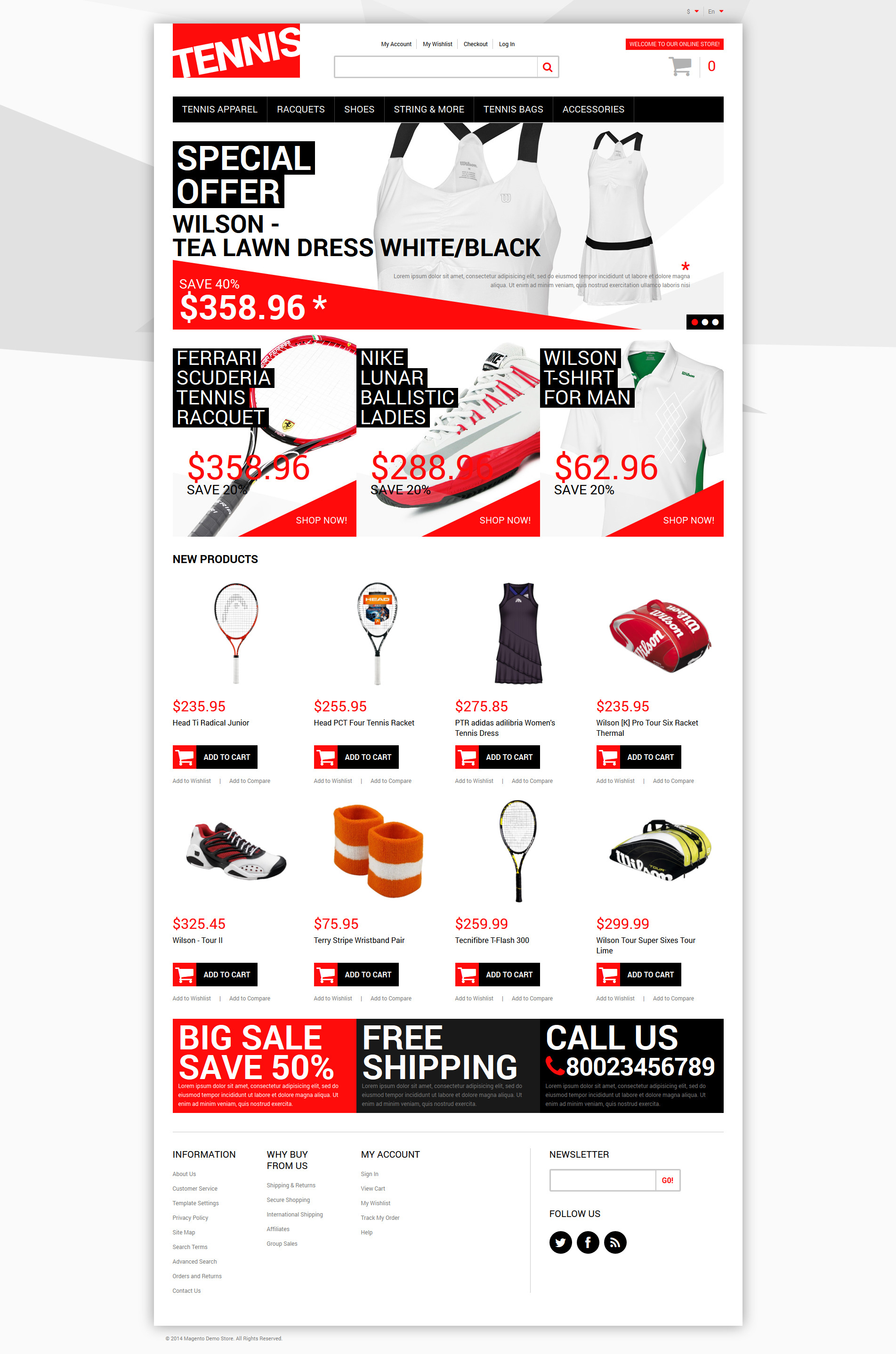 Tennis Dress  Supplies Magento Theme