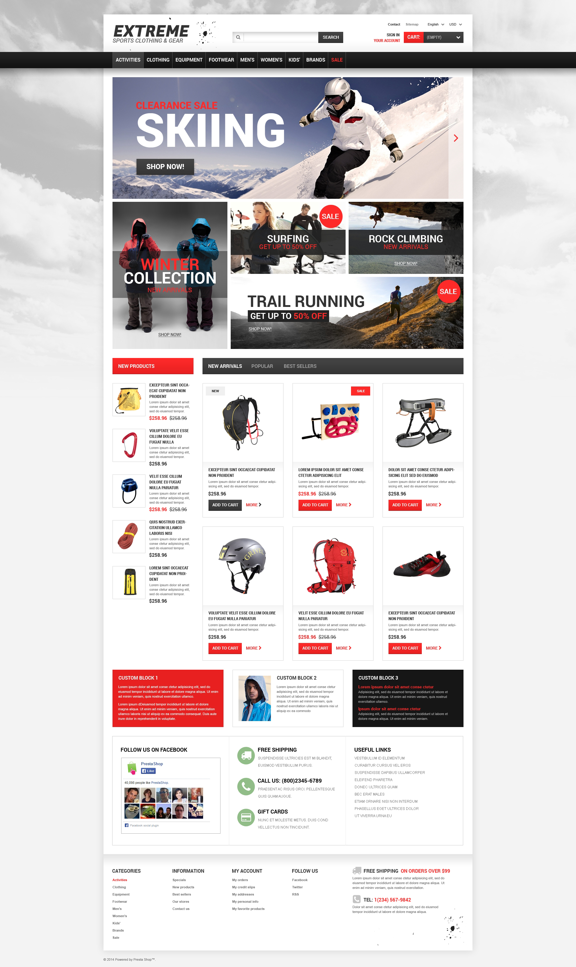 Extreme Sports Gear PrestaShop Theme