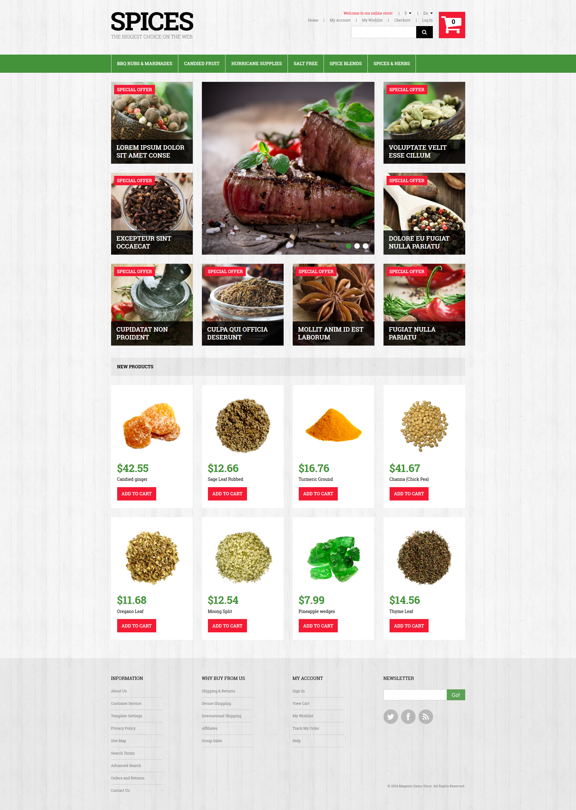 Spiced Dishes for Health Magento Theme