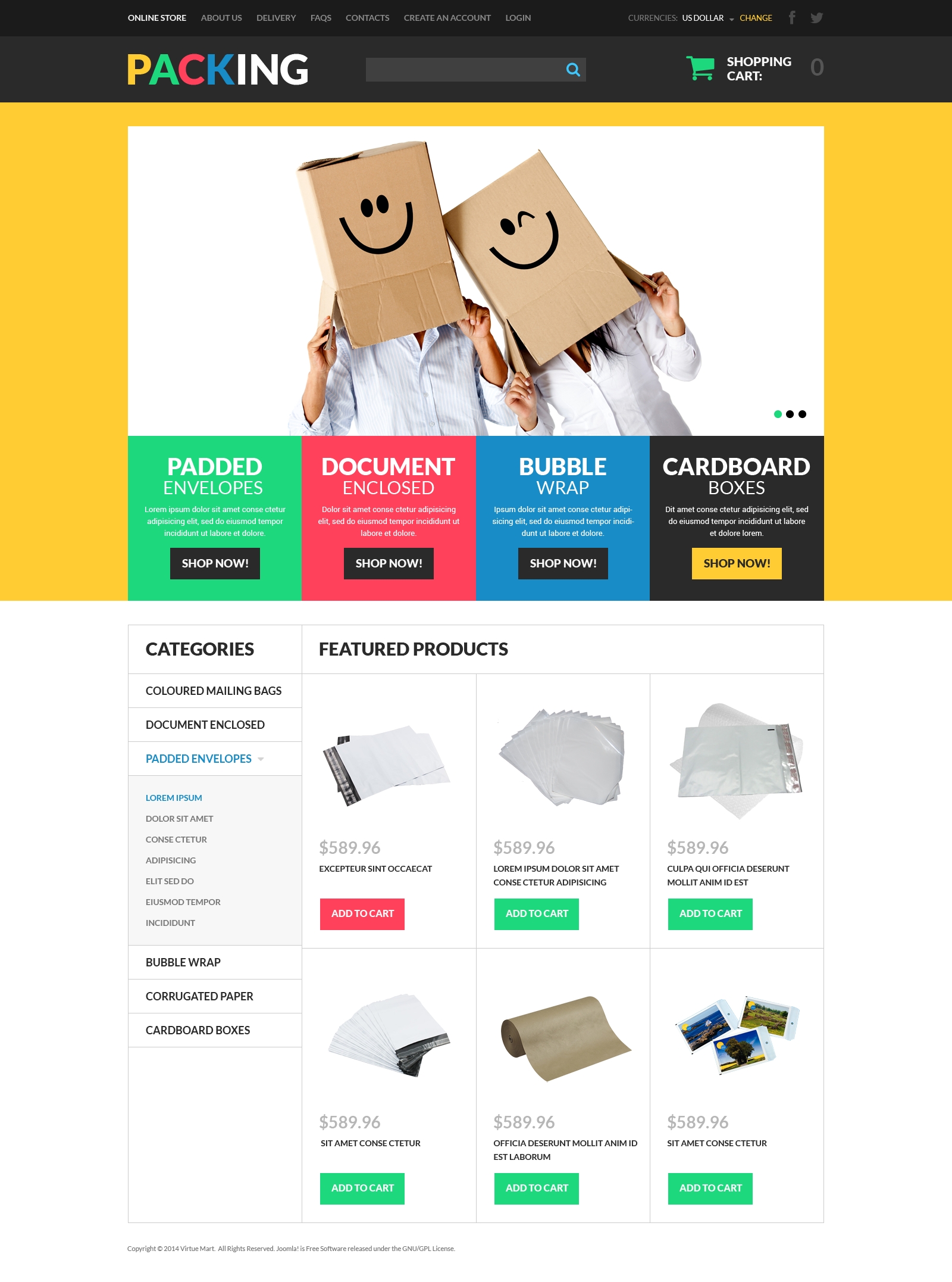 Packing Products Store VirtueMart Template