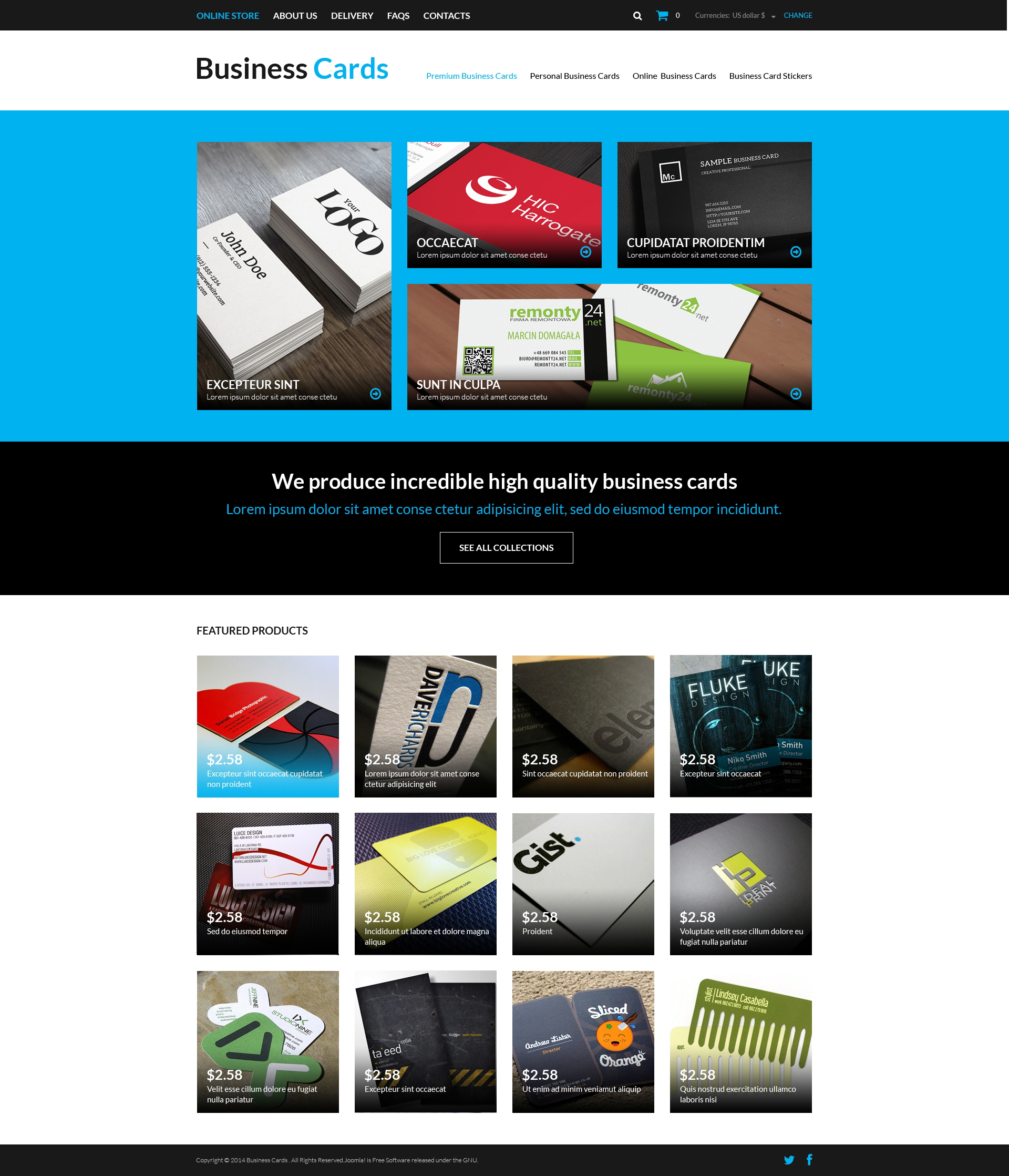 Business Cards Store VirtueMart Template