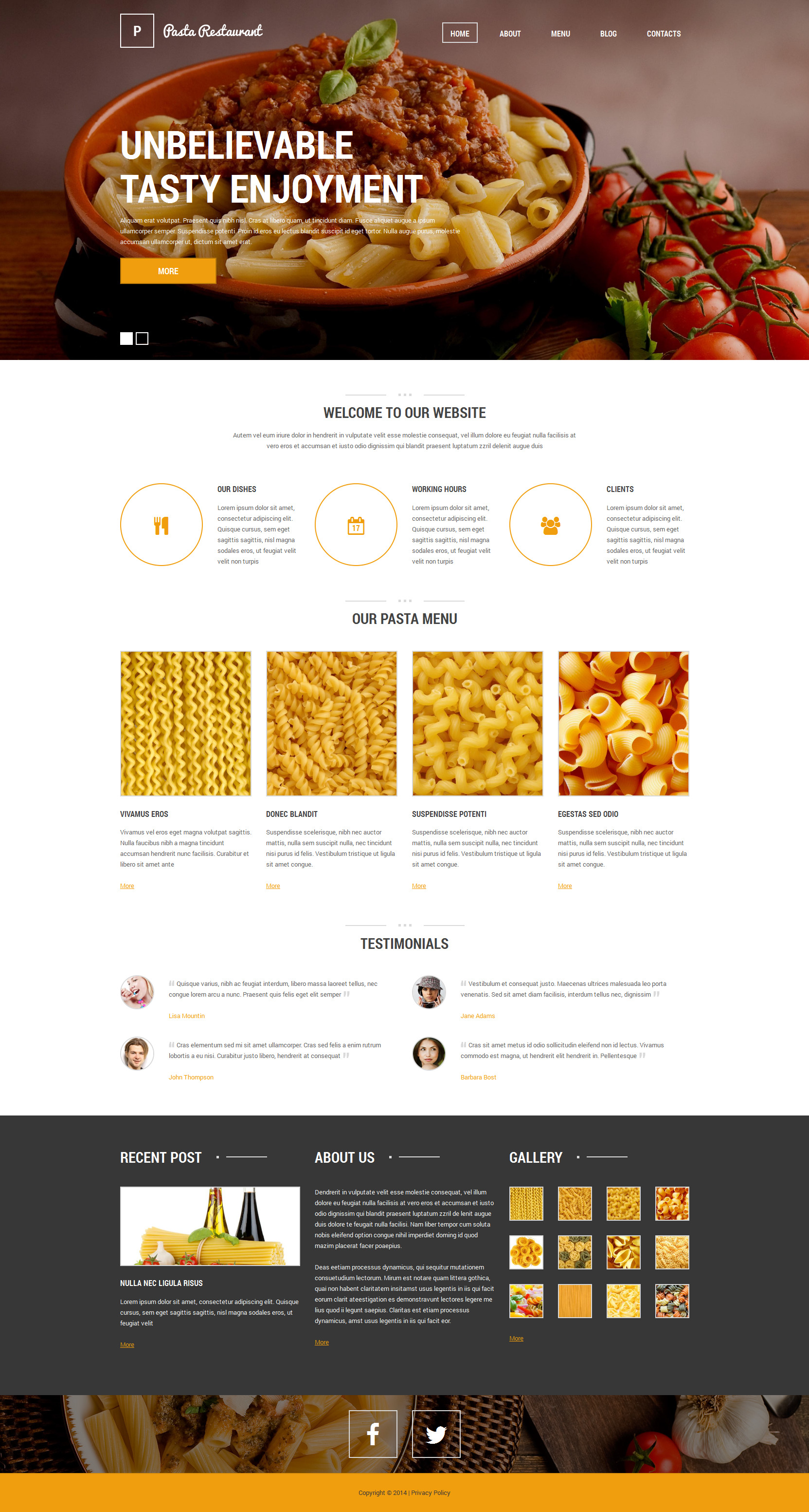 Italian Pasta Restaurant Drupal Template