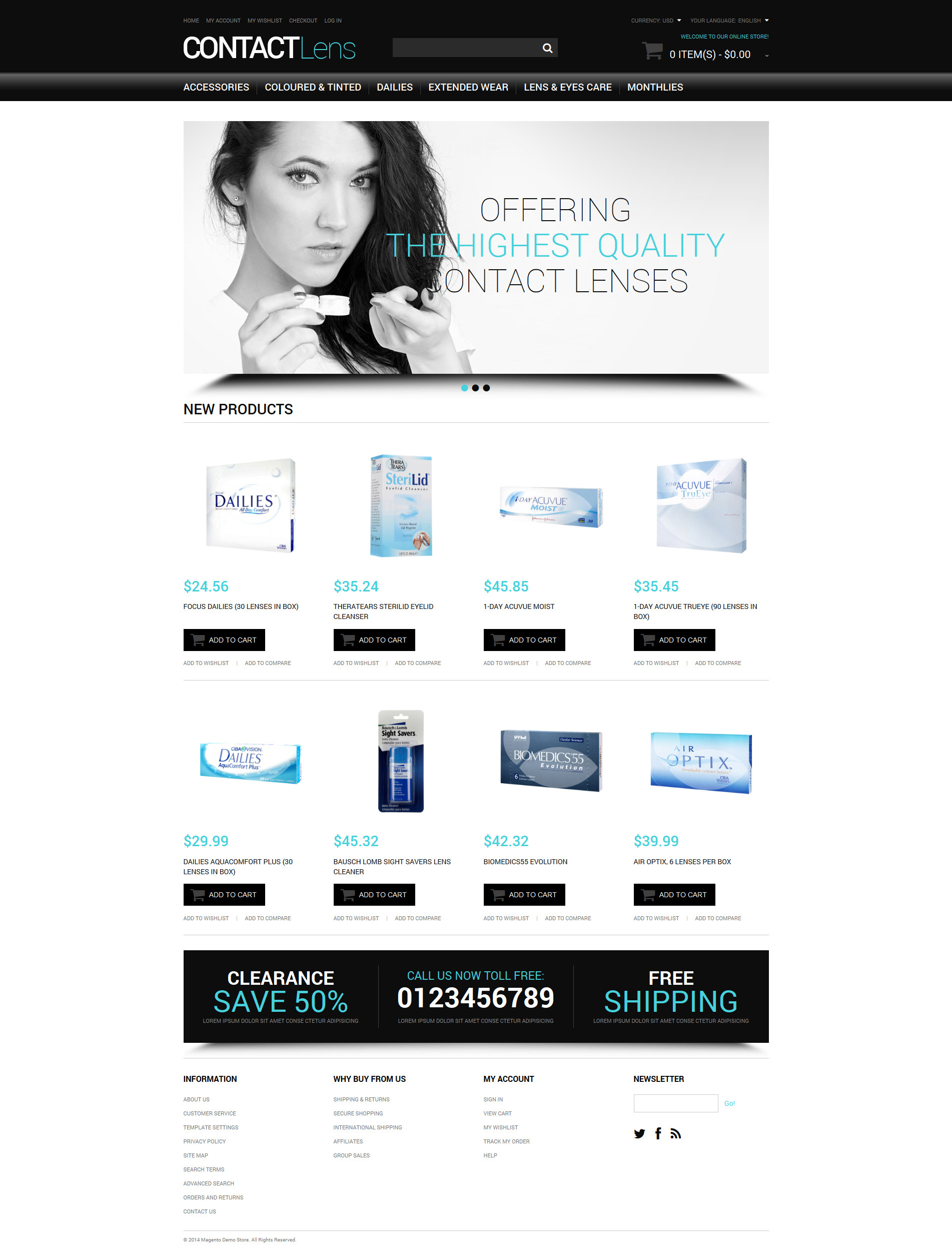 Vision Contact Lenses Magento Theme