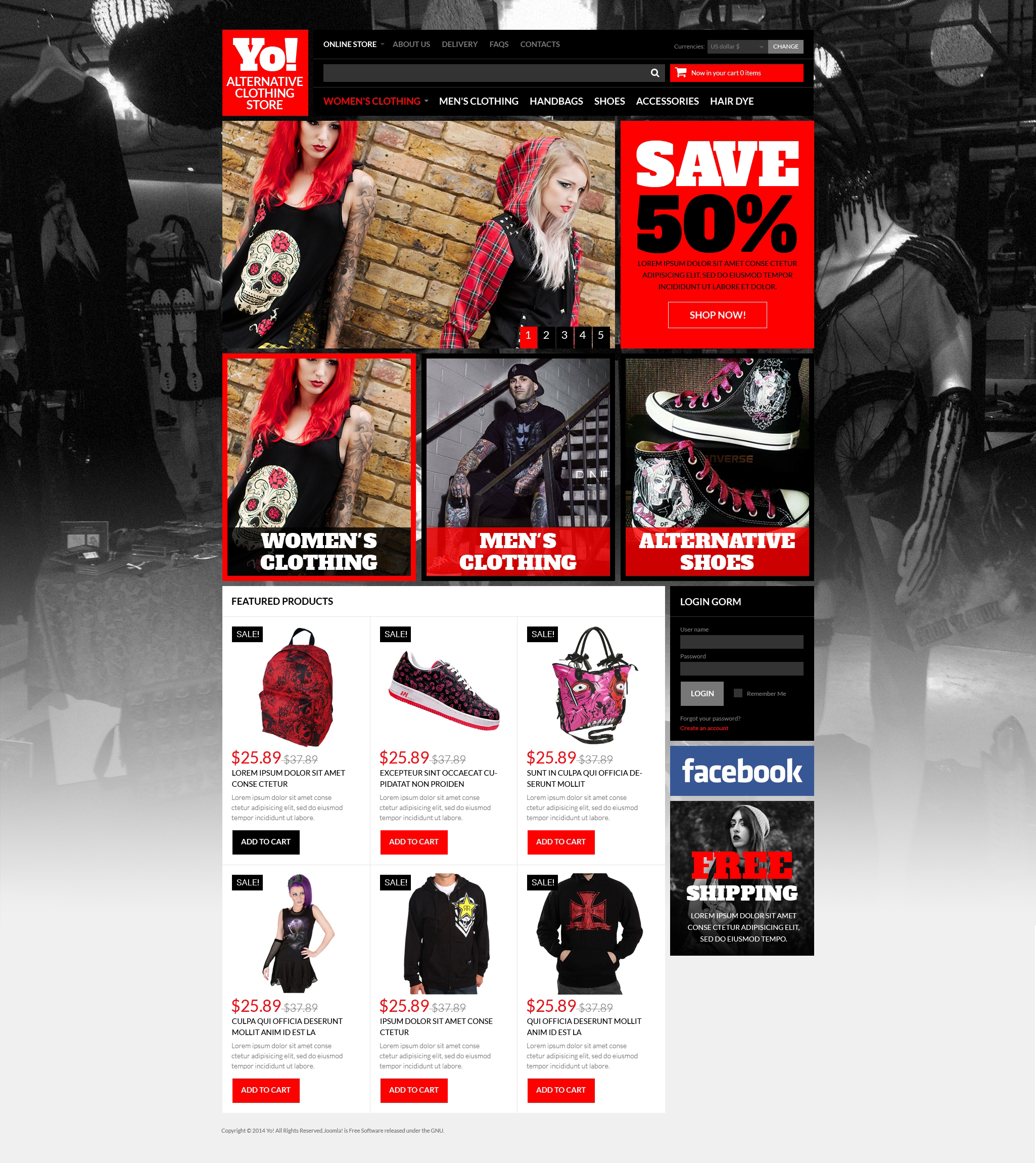 Alternative Clothing Store VirtueMart Template