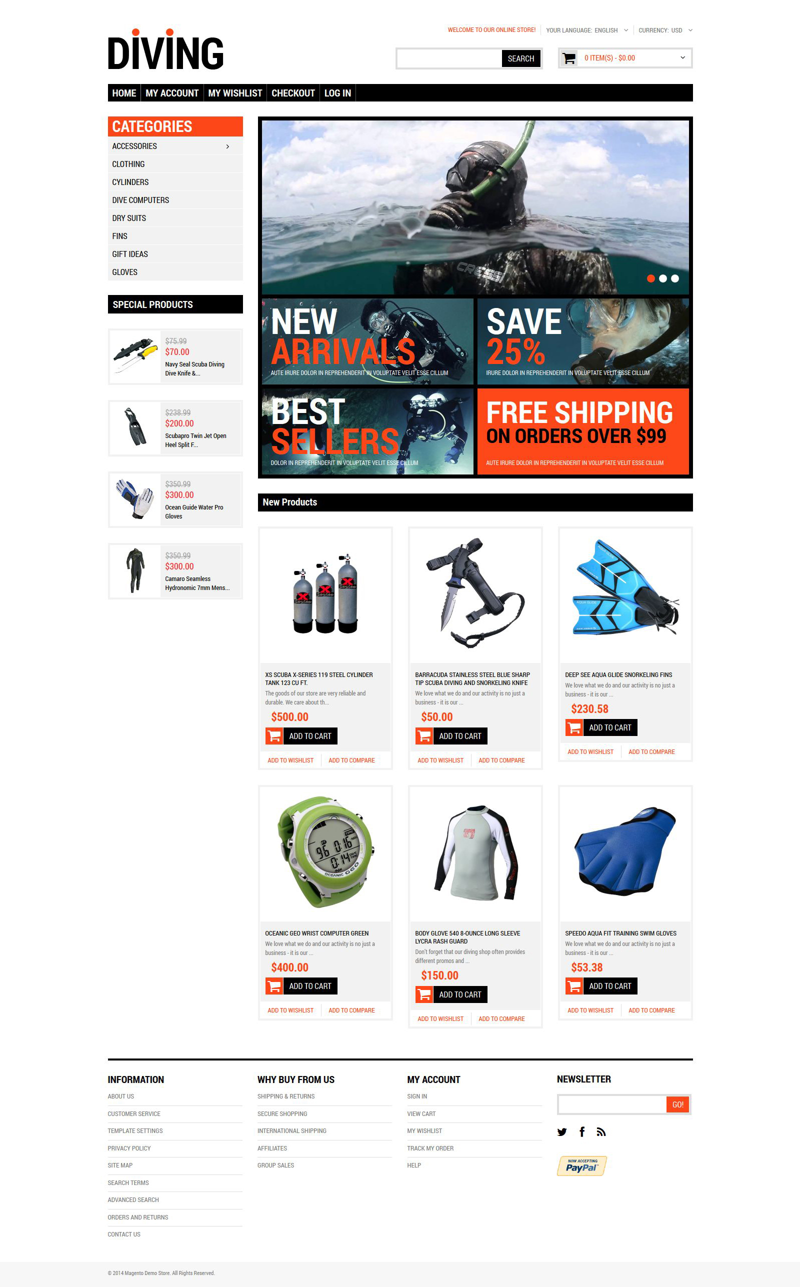 Diving Shop Magento Theme