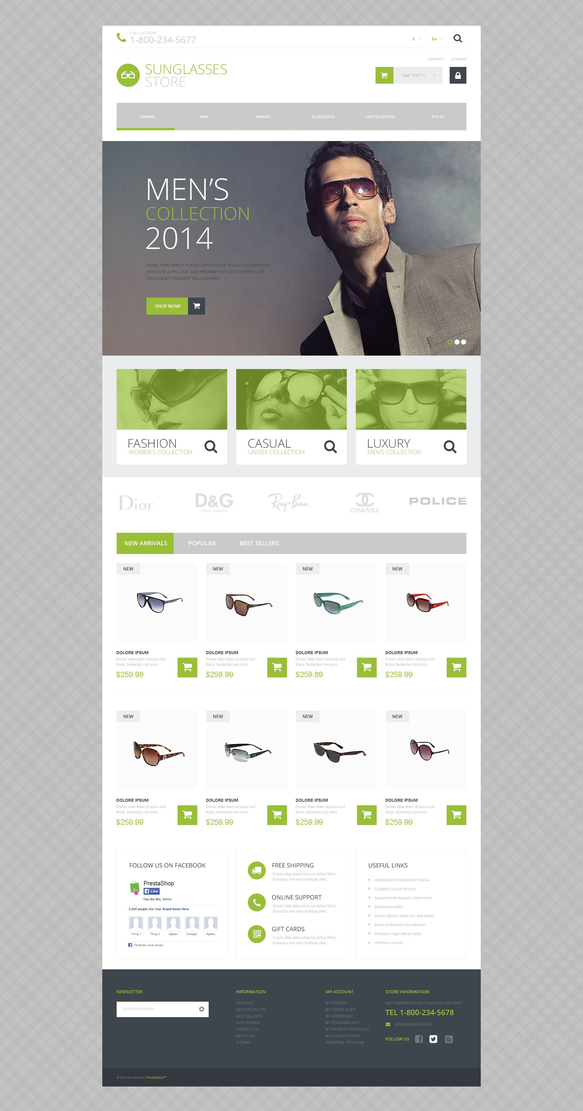 Sunglasses Shop PrestaShop Theme