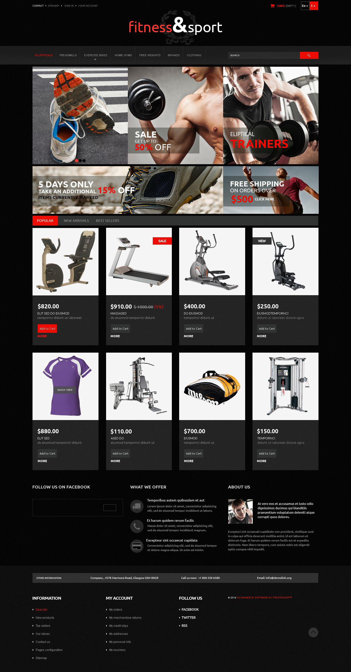 Exercise  Fitness Gear PrestaShop Theme