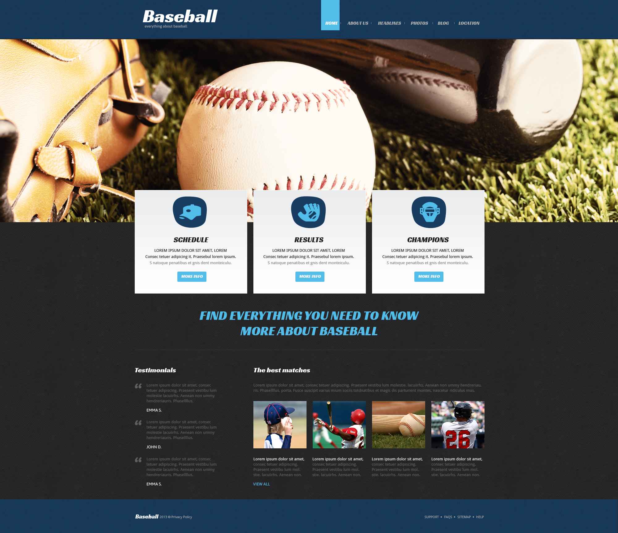 Baseball Team Website Template from scr.template-help.com