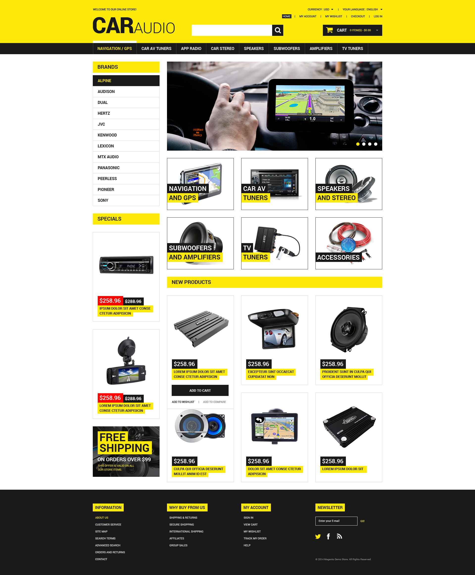 Car Audio  Video Magento Theme