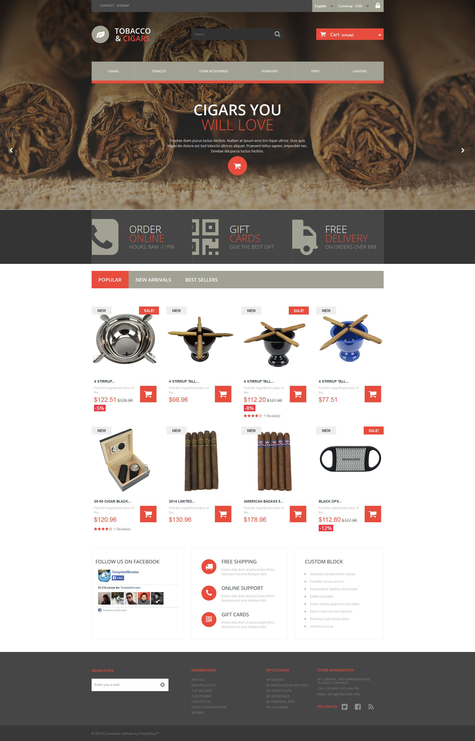 Tobacco and Cigars PrestaShop Theme