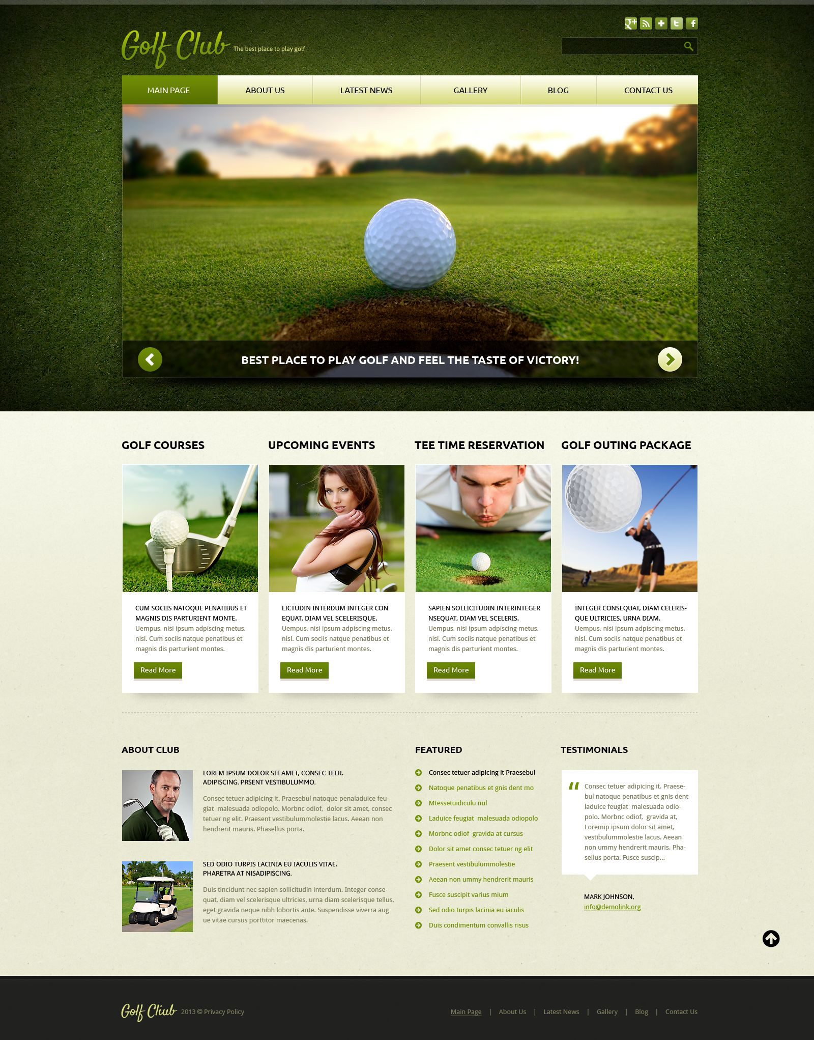 Golf Responsive Joomla Template