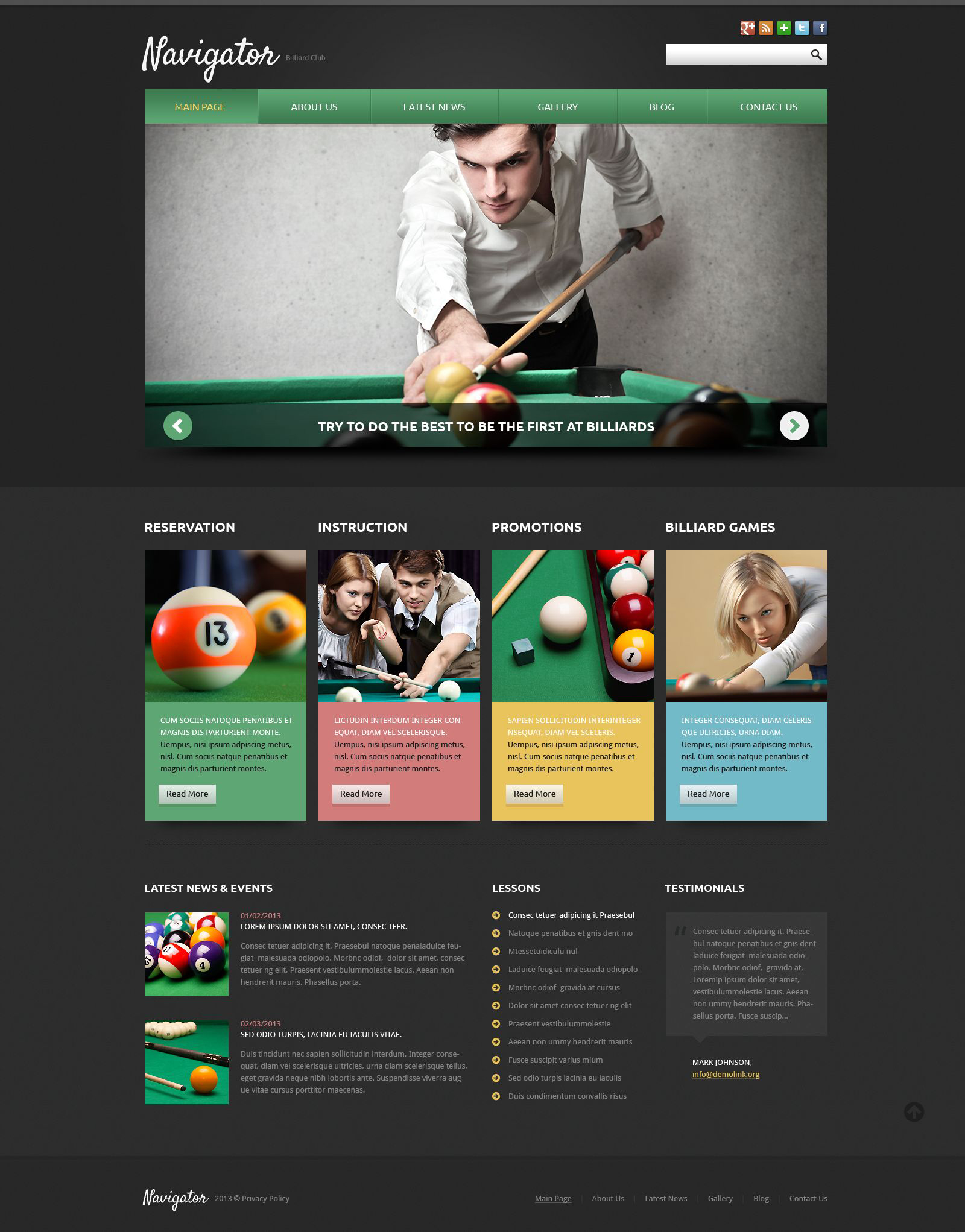 Billiards Responsive Joomla Template