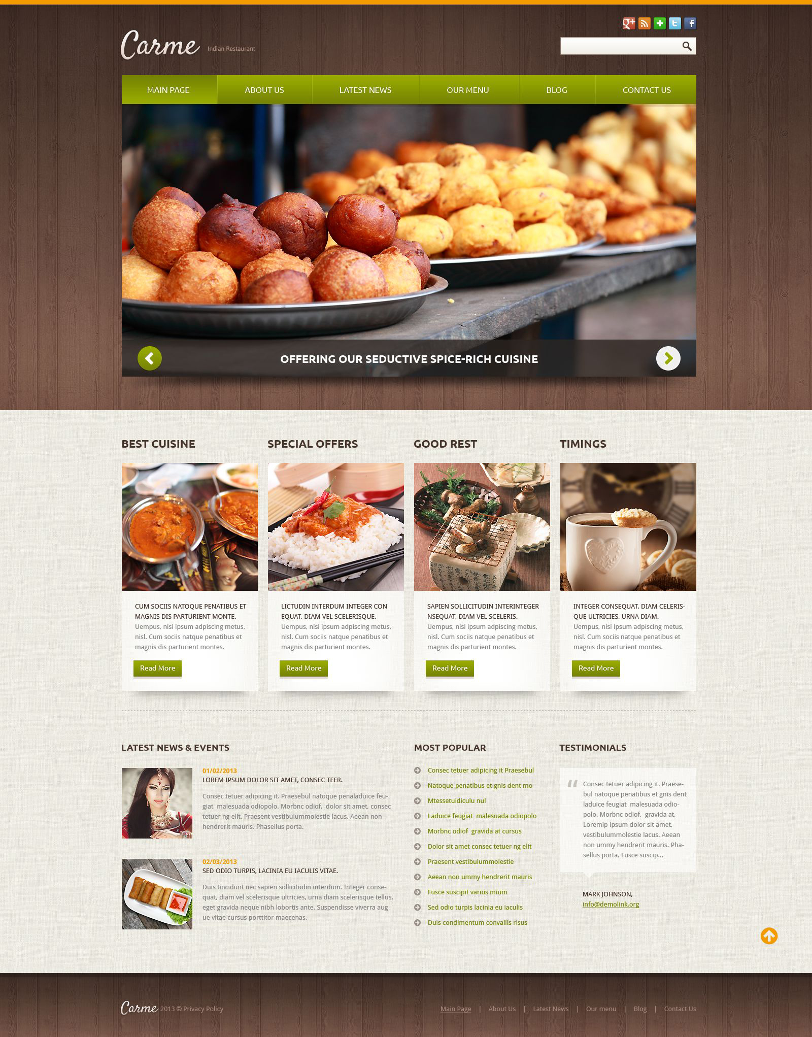 Indian Restaurant Responsive Joomla Template