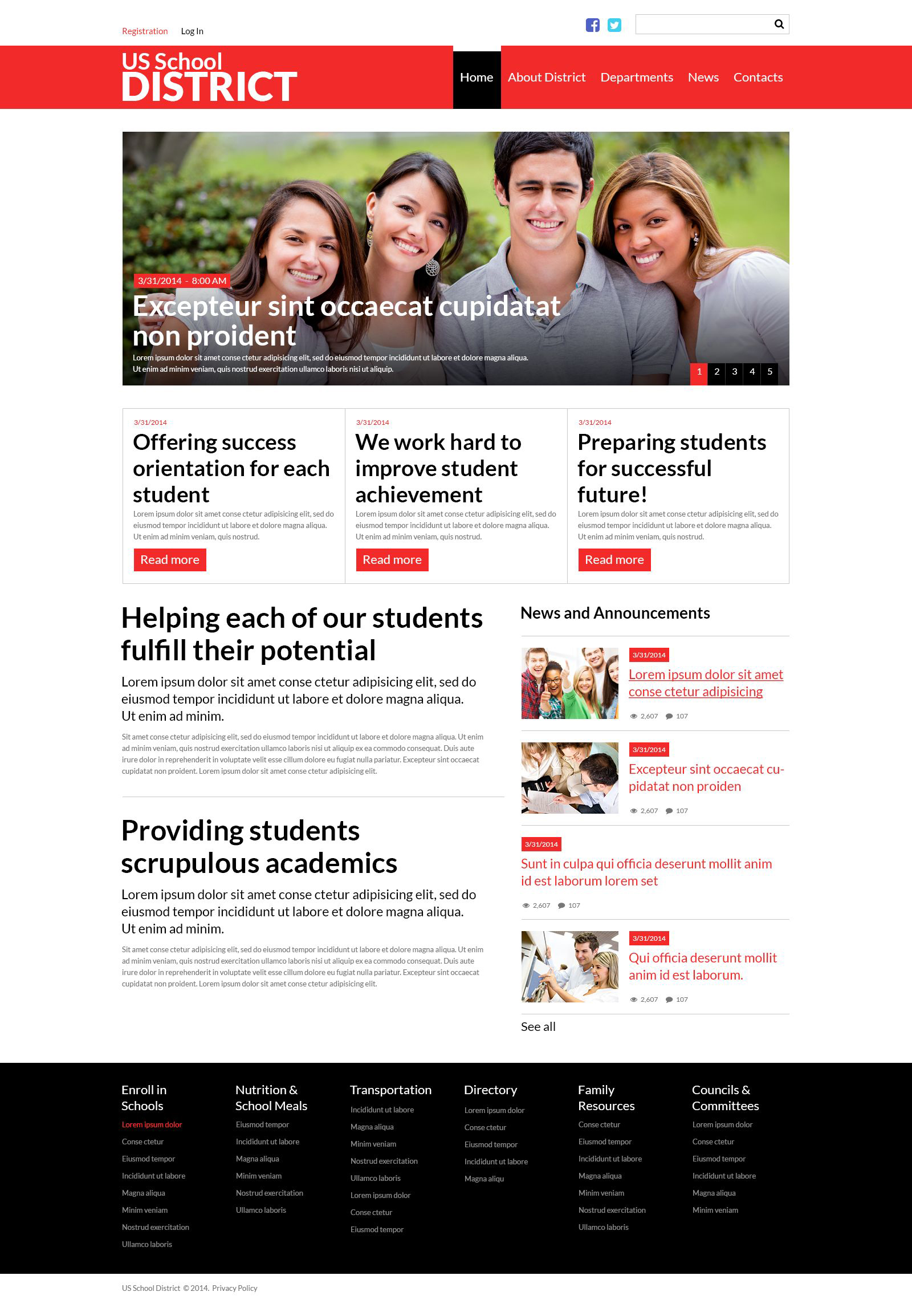 US School District Website Joomla Template