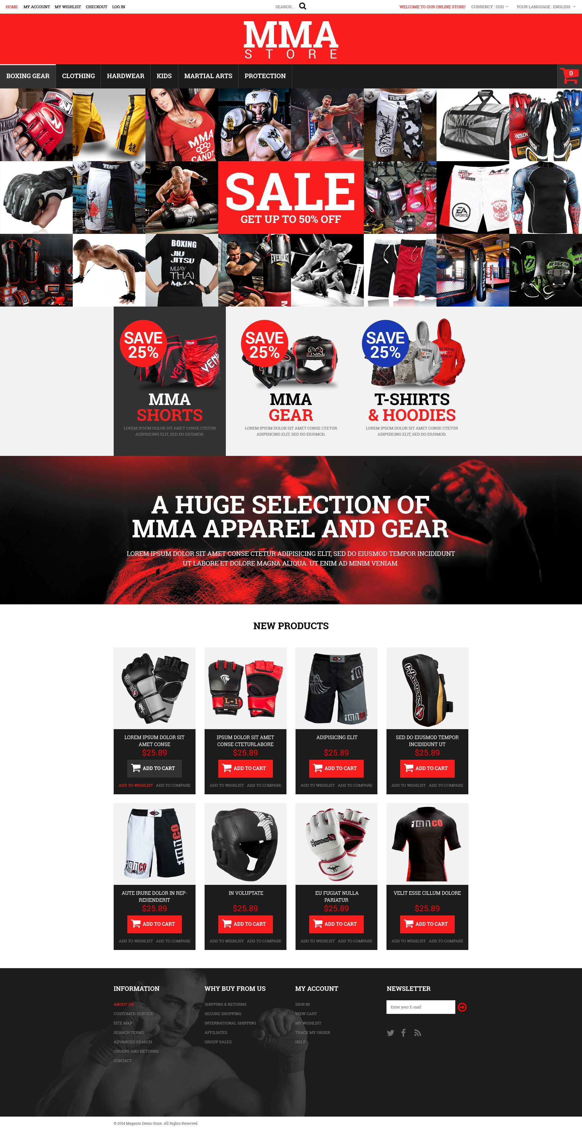 MMA Clothes and Gear Magento Theme