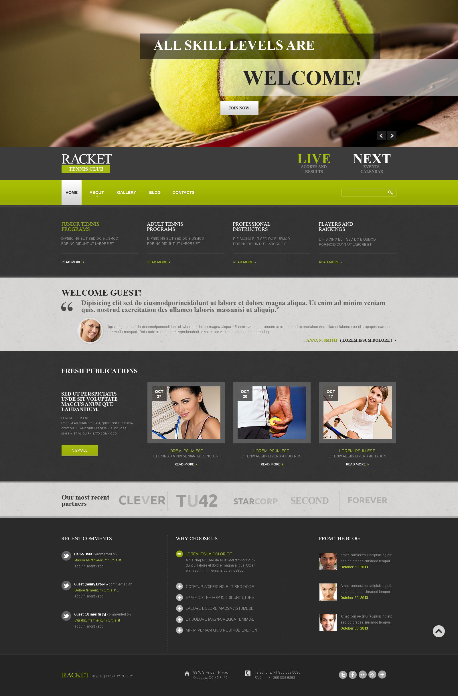 Tennis Responsive Joomla Template