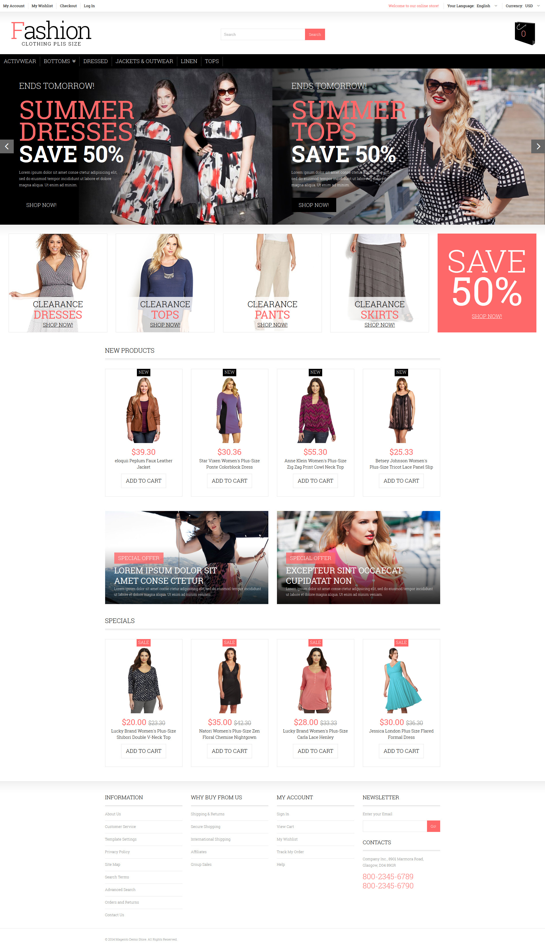 Plus Size Women Clothing Magento Theme