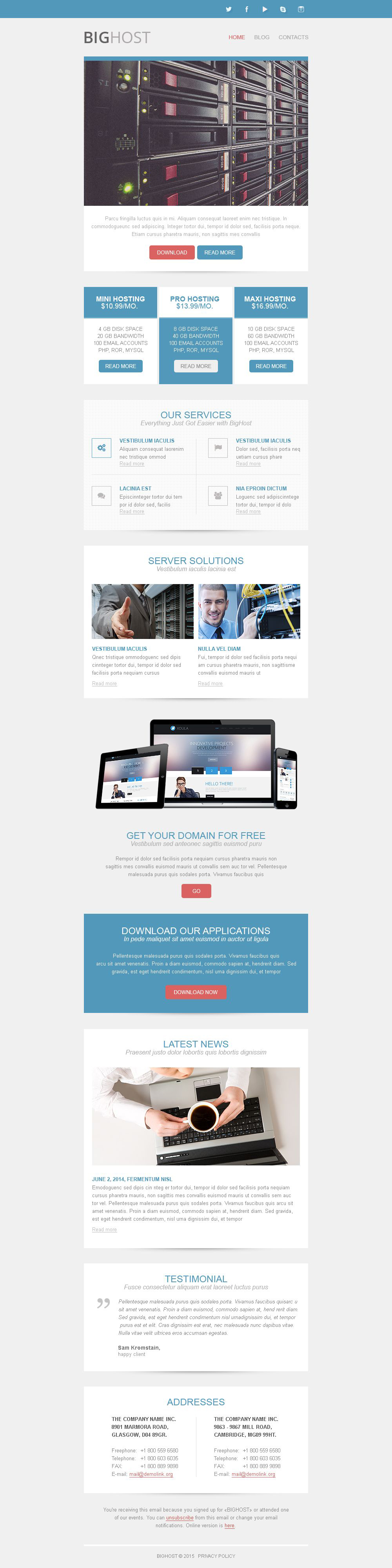 Hosting Responsive Newsletter Template