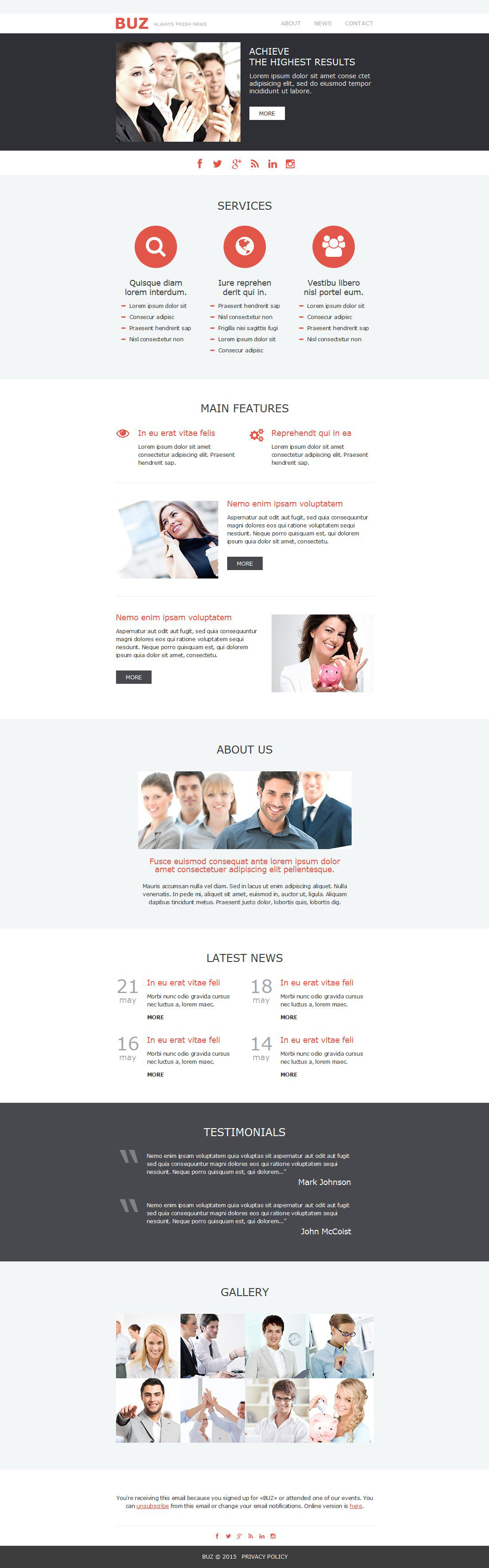 Business & Services Responsive Newsletter Template