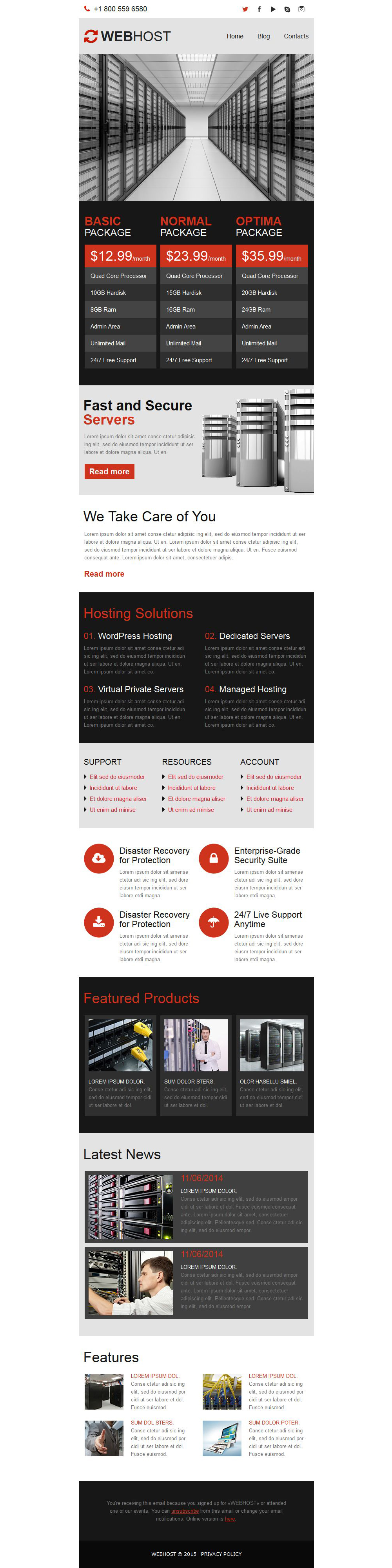 Hosting Responsive Newsletter Template