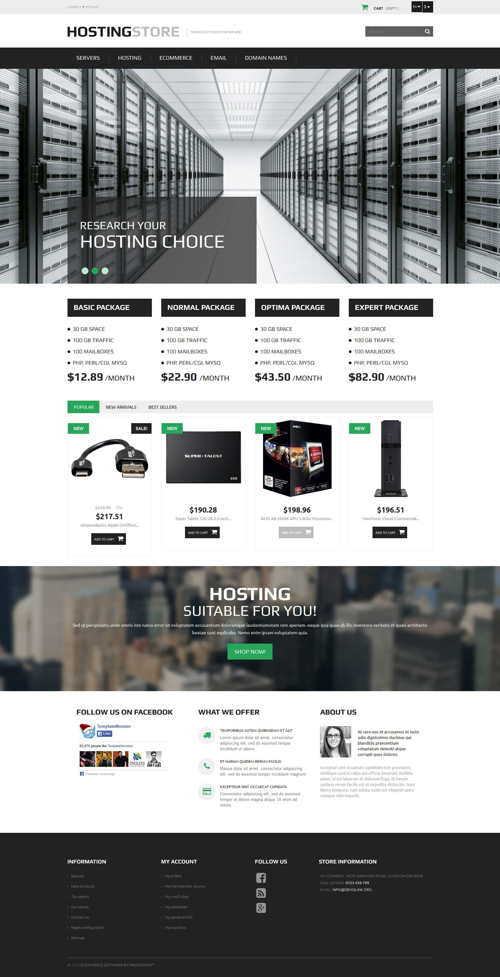 Hosting PrestaShop Theme