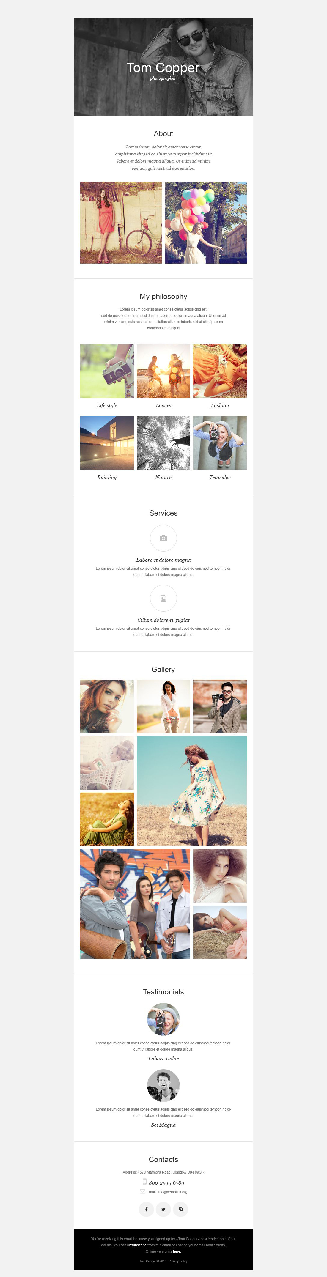 Photographer Portfolio Responsive Newsletter Template