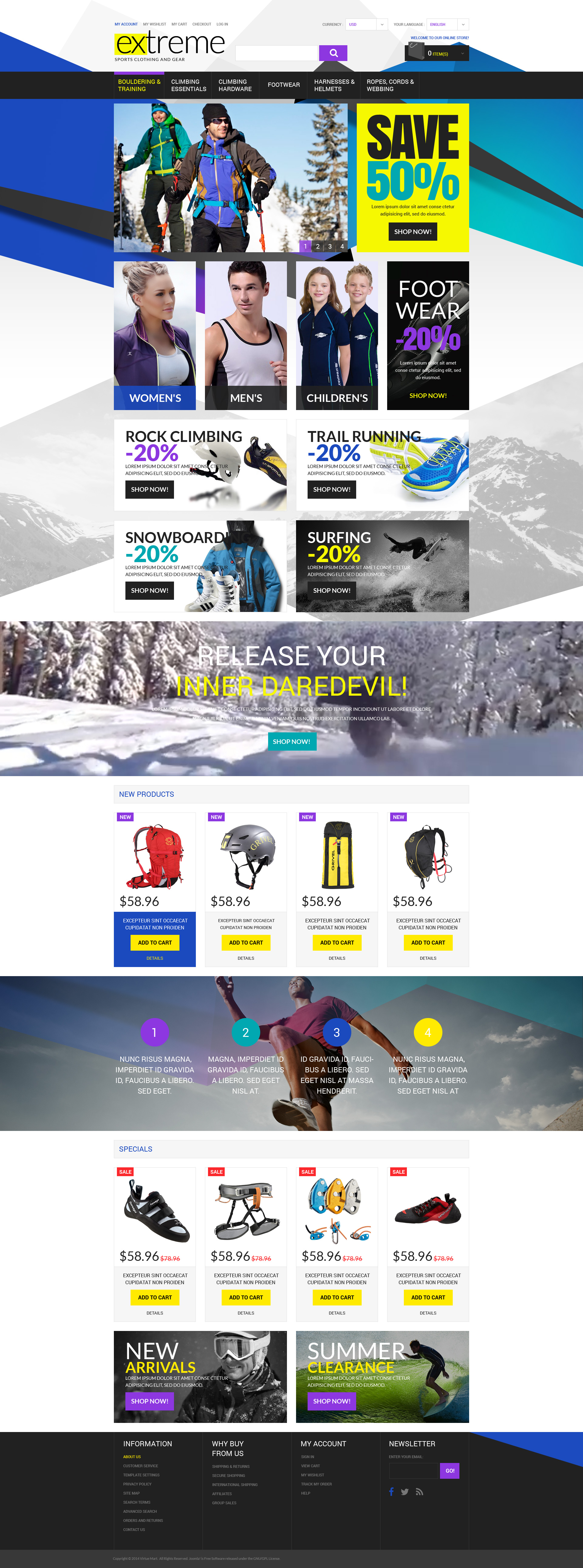 Extreme Sportswear  Gear Magento Theme